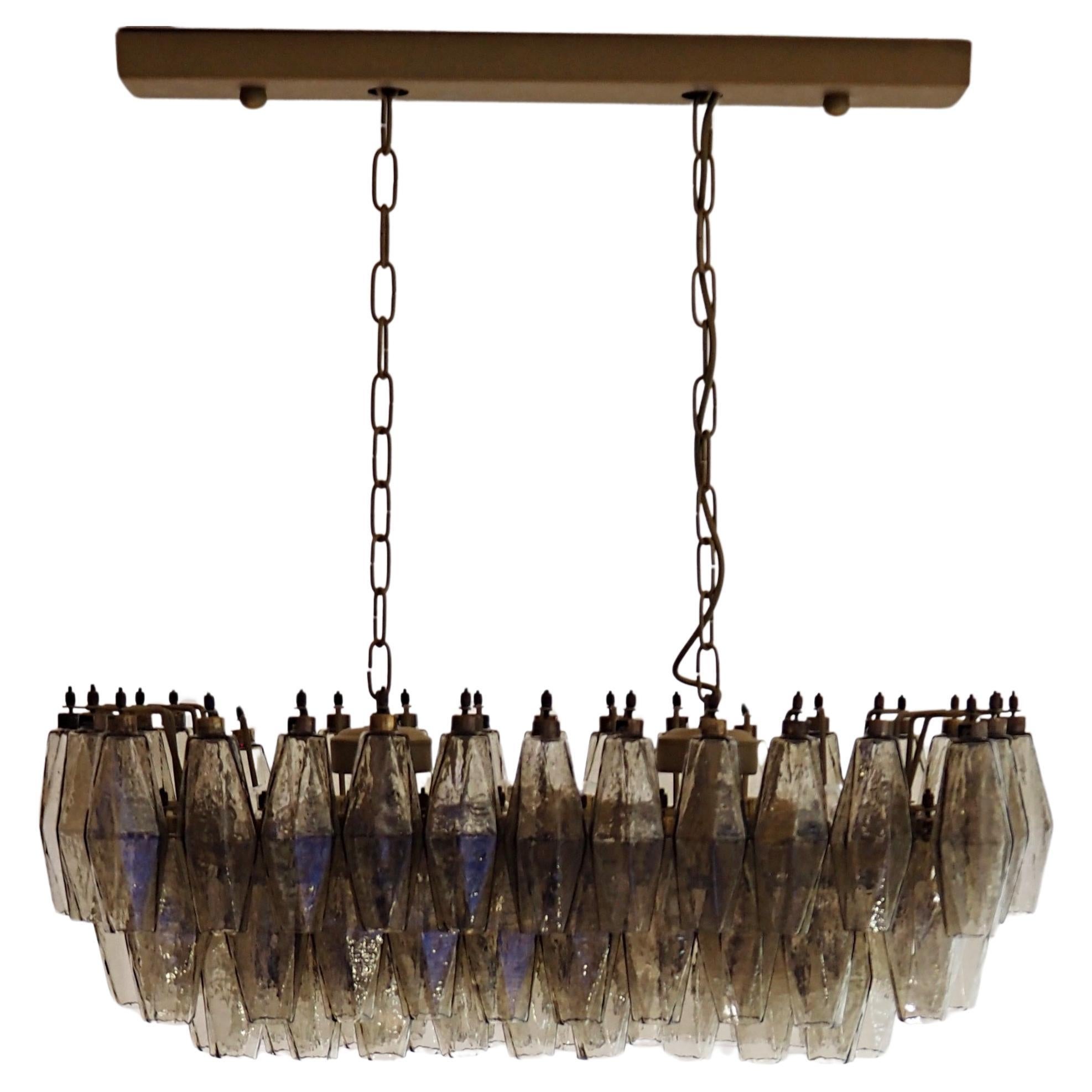 Elegant Murano Poliedri Chandelier - Carlo Scarpa - 84 smoked glasses