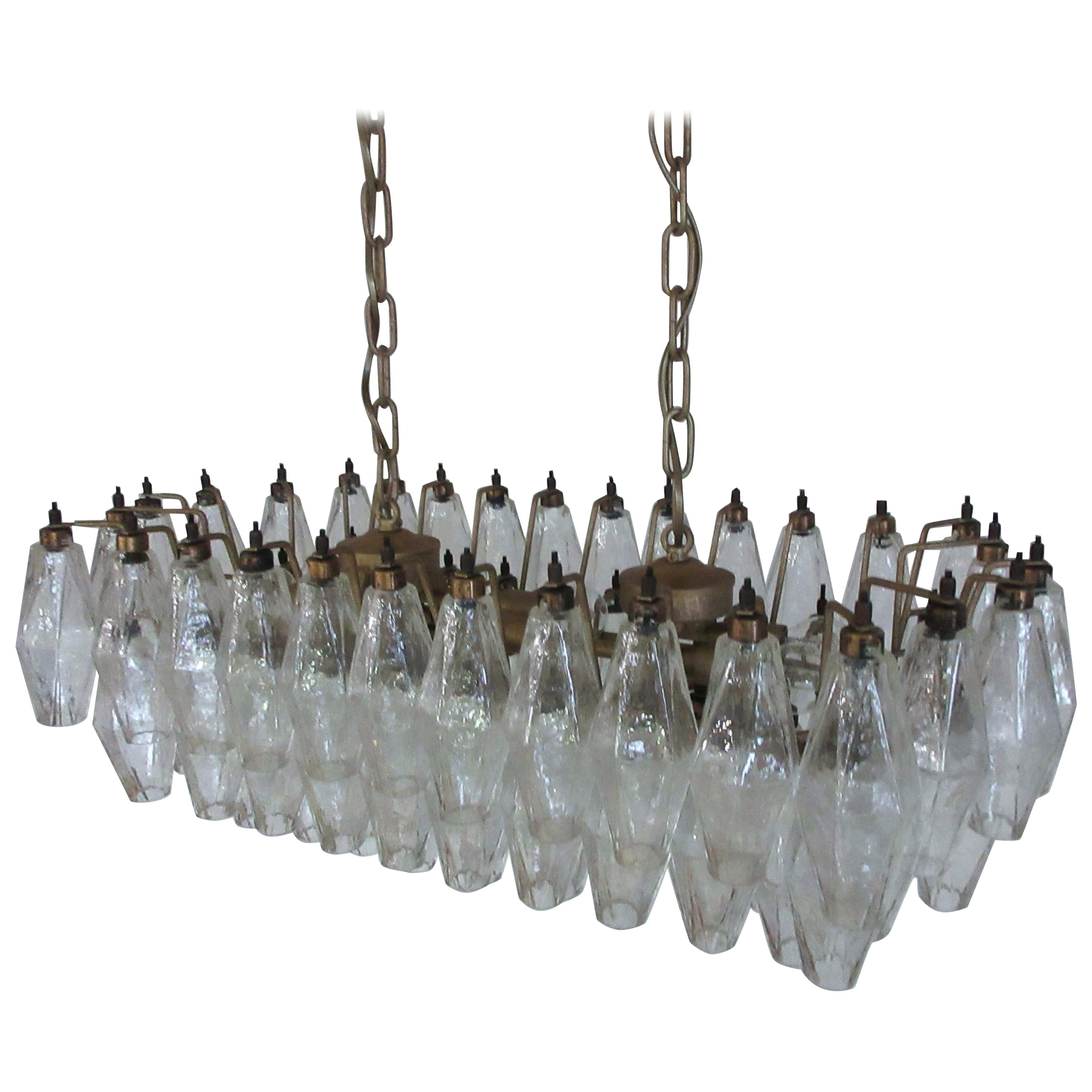 Elegant Murano Poliedri Chandelier, Carlo Scarpa, 84 Transparent Glasses