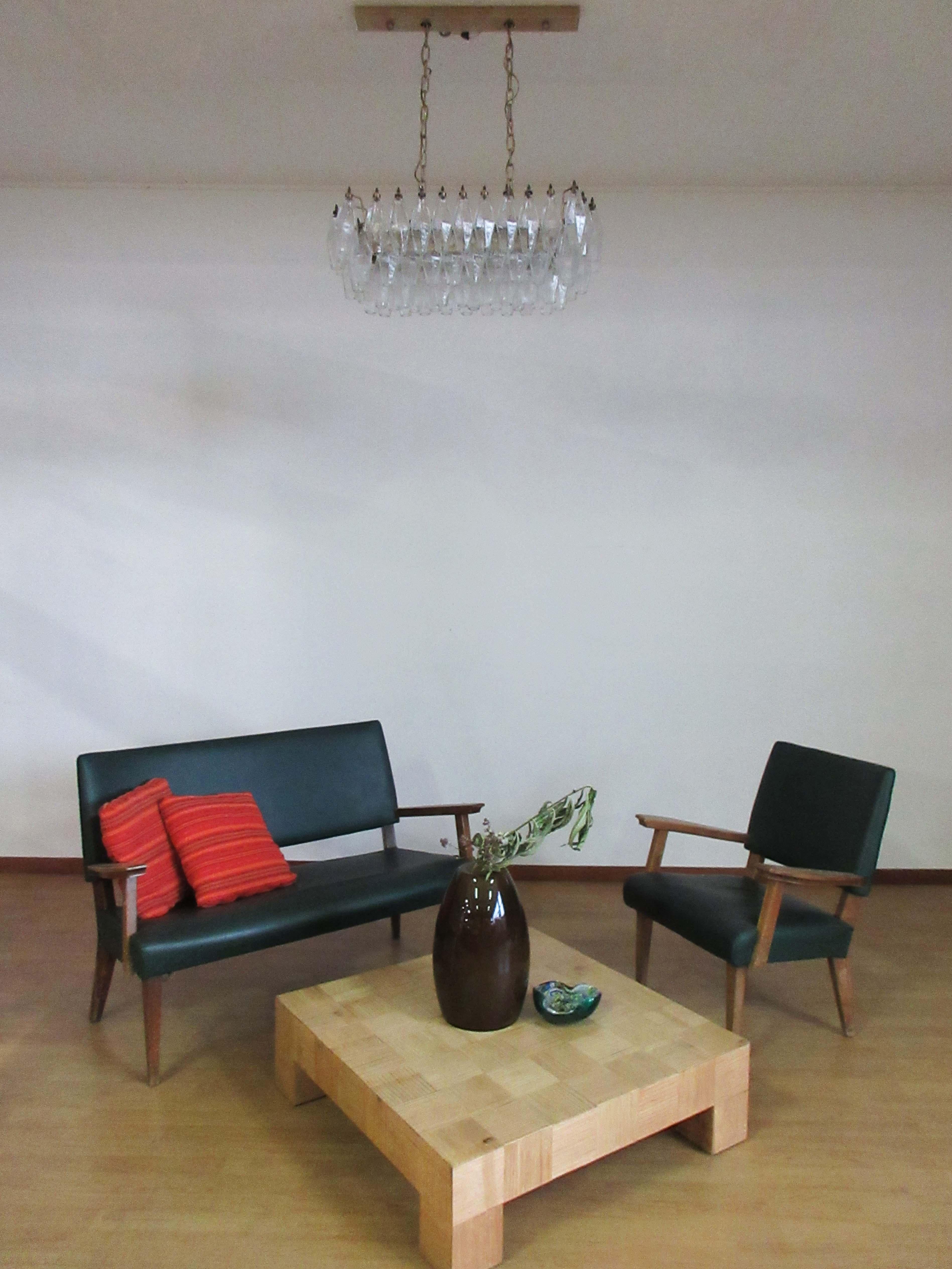 Fine XX secolo Elegante lampadario di Murano Poliedri, Carlo Scarpa, 84 vetri trasparenti in vendita