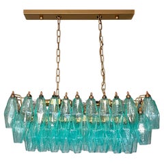 Elegant Murano Poliedri Chandelier - Carlo Scarpa - 84 turquoise glasses