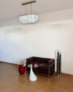 Elegant Murano Poliedri Chandelier - Carlo Scarpa - 84 white alabaster glasses