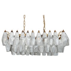 Elegant Murano Poliedri Chandelier - Carlo Scarpa - 84 white alabaster glasses