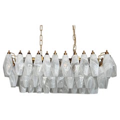 Elegant Murano Poliedri Chandelier - Carlo Scarpa - 84 white alabaster glasses