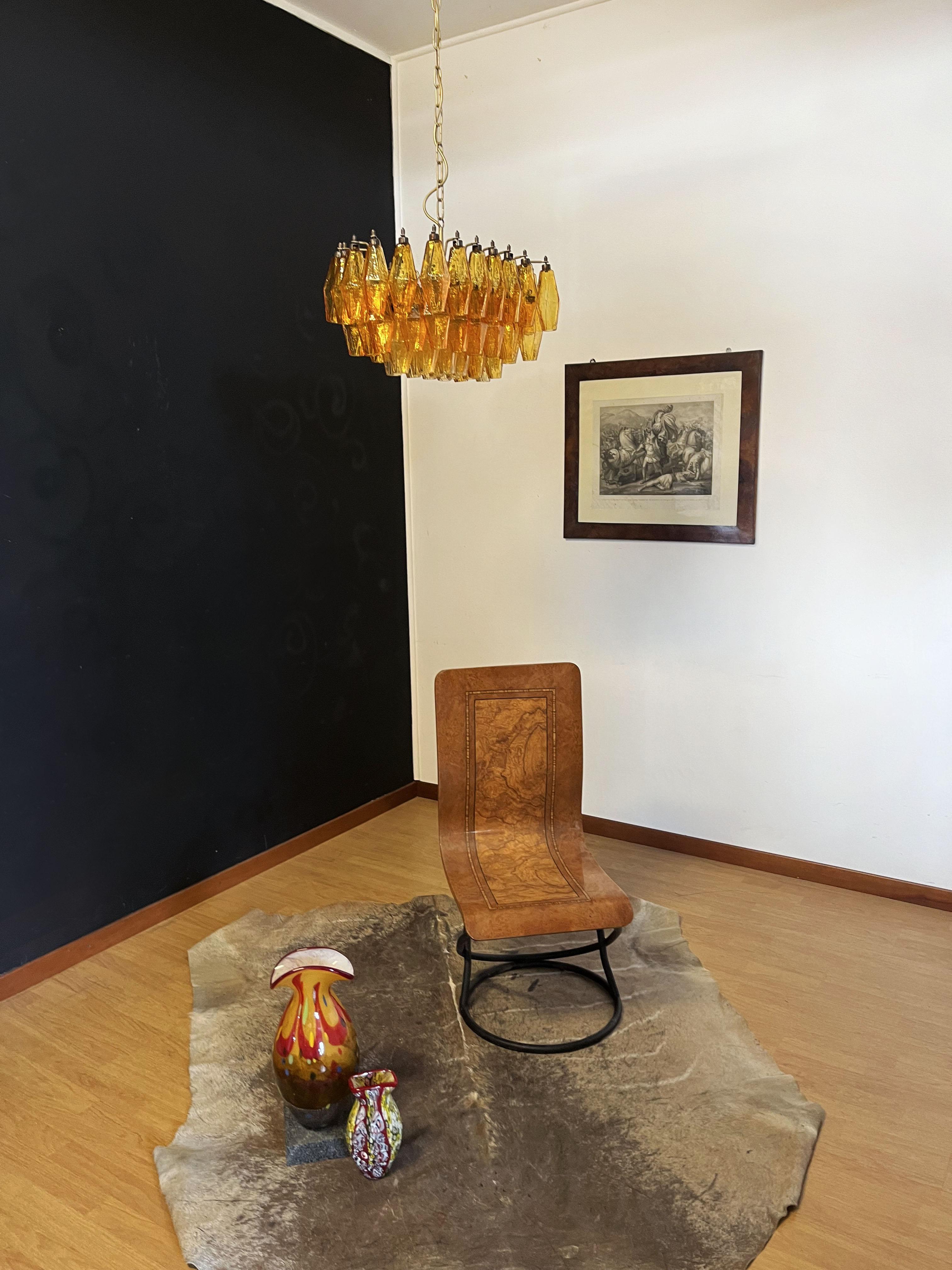 Lustre élégant de Murano Poliedri, Carlo Scarpa, verres ambrés en vente 6
