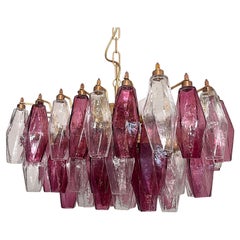 Elegant Murano Poliedri Chandelier - Carlo Scarpa - clear and amethyst glasses