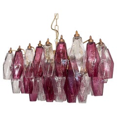 Elegant Murano Poliedri Chandelier - Carlo Scarpa - clear and amethyst glasses