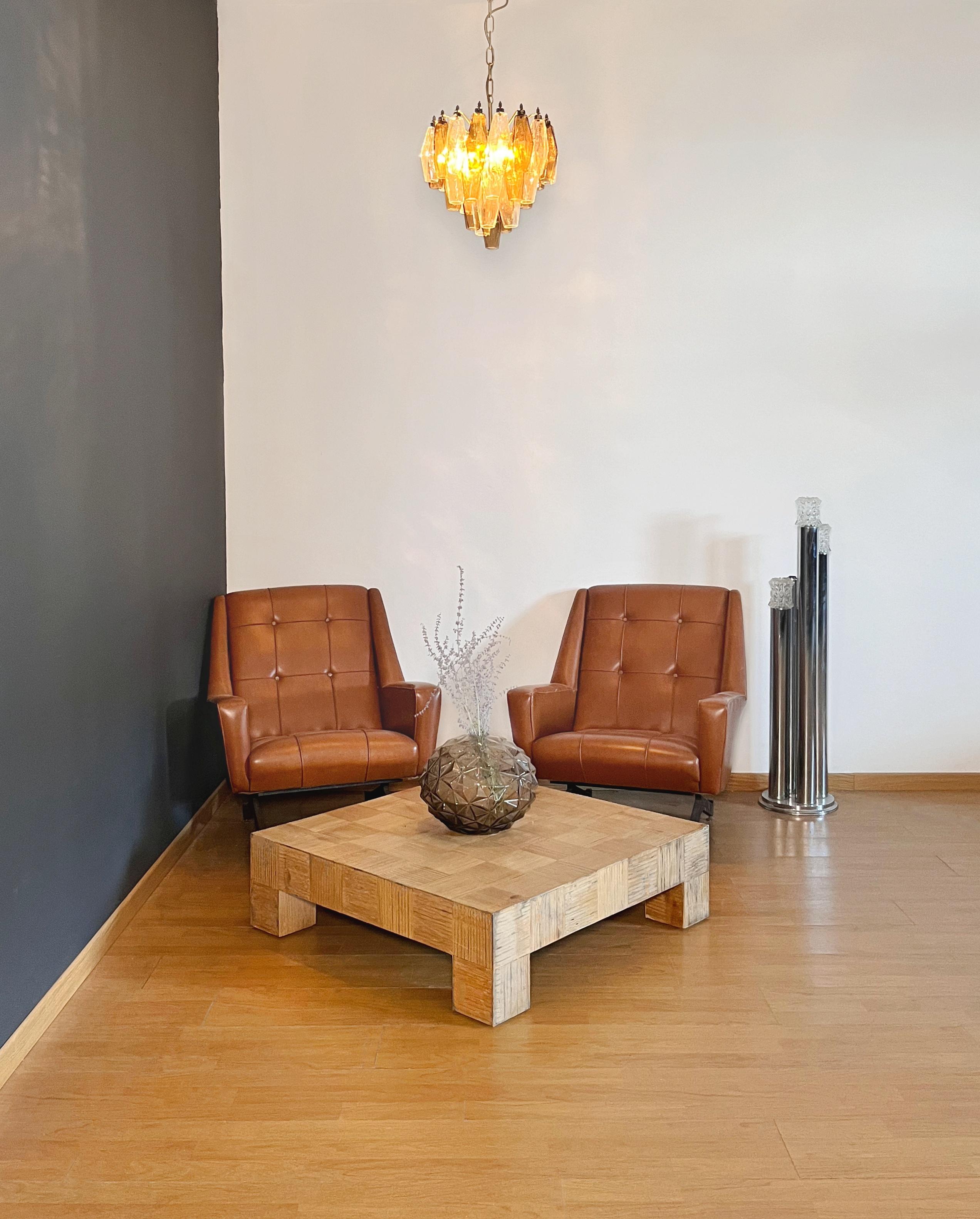 Elegant Murano Poliedri Chandelier-Carlo Scarpa design-clear and smoked glasses For Sale 4