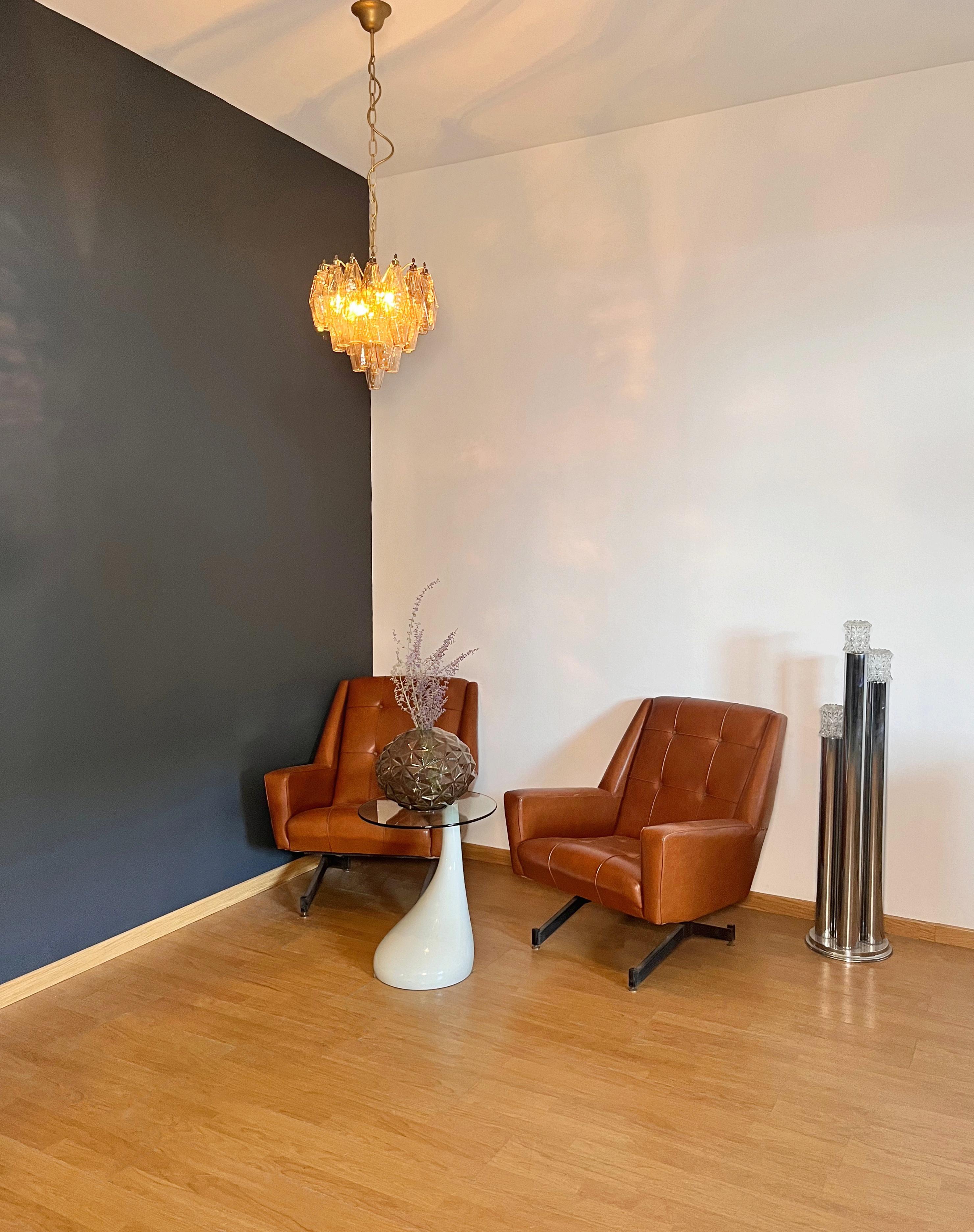 Elegant Murano Poliedri Chandelier - Carlo Scarpa design - smoked glasses For Sale 3