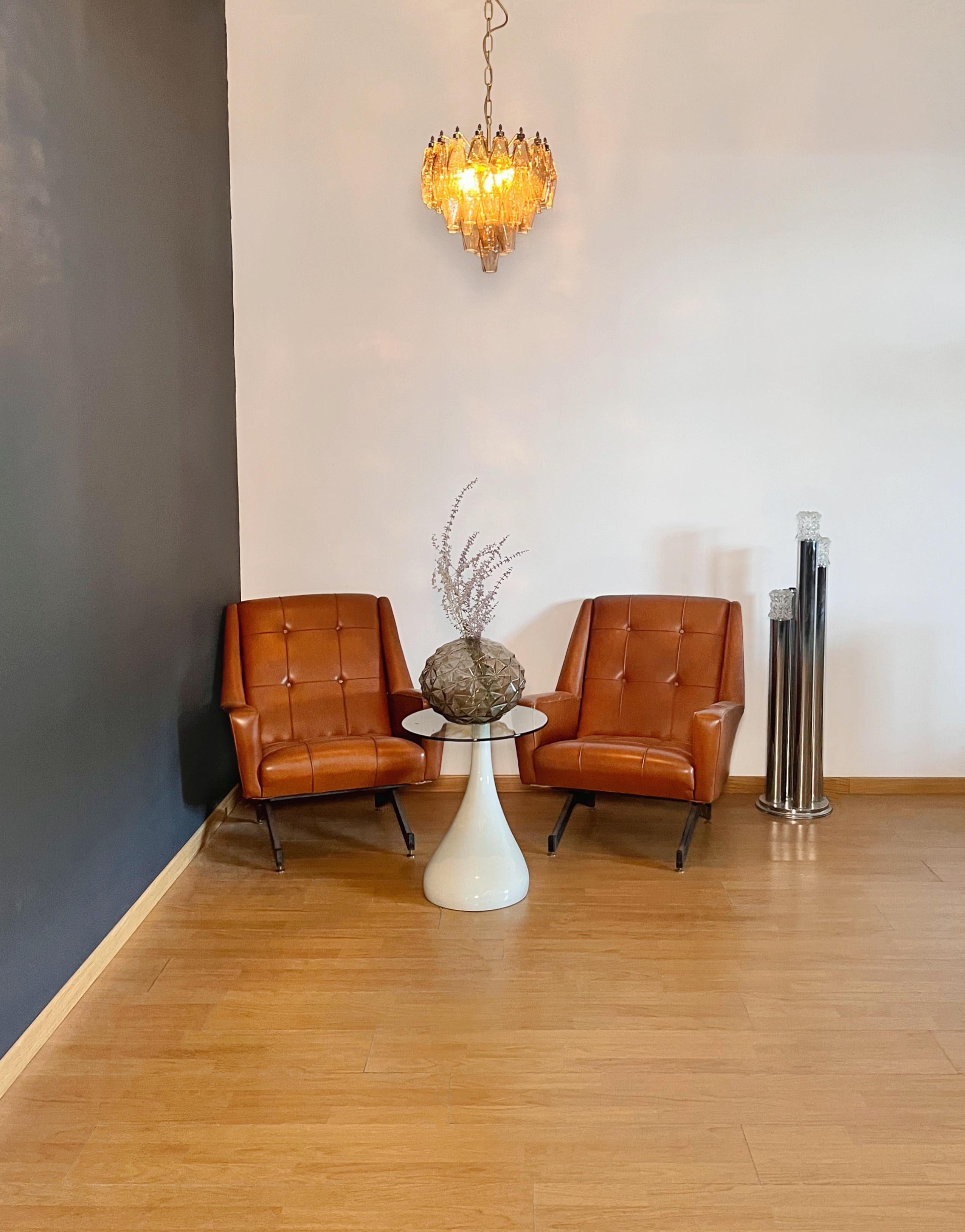 Elegant Murano Poliedri Chandelier - Carlo Scarpa design - smoked glasses For Sale 4