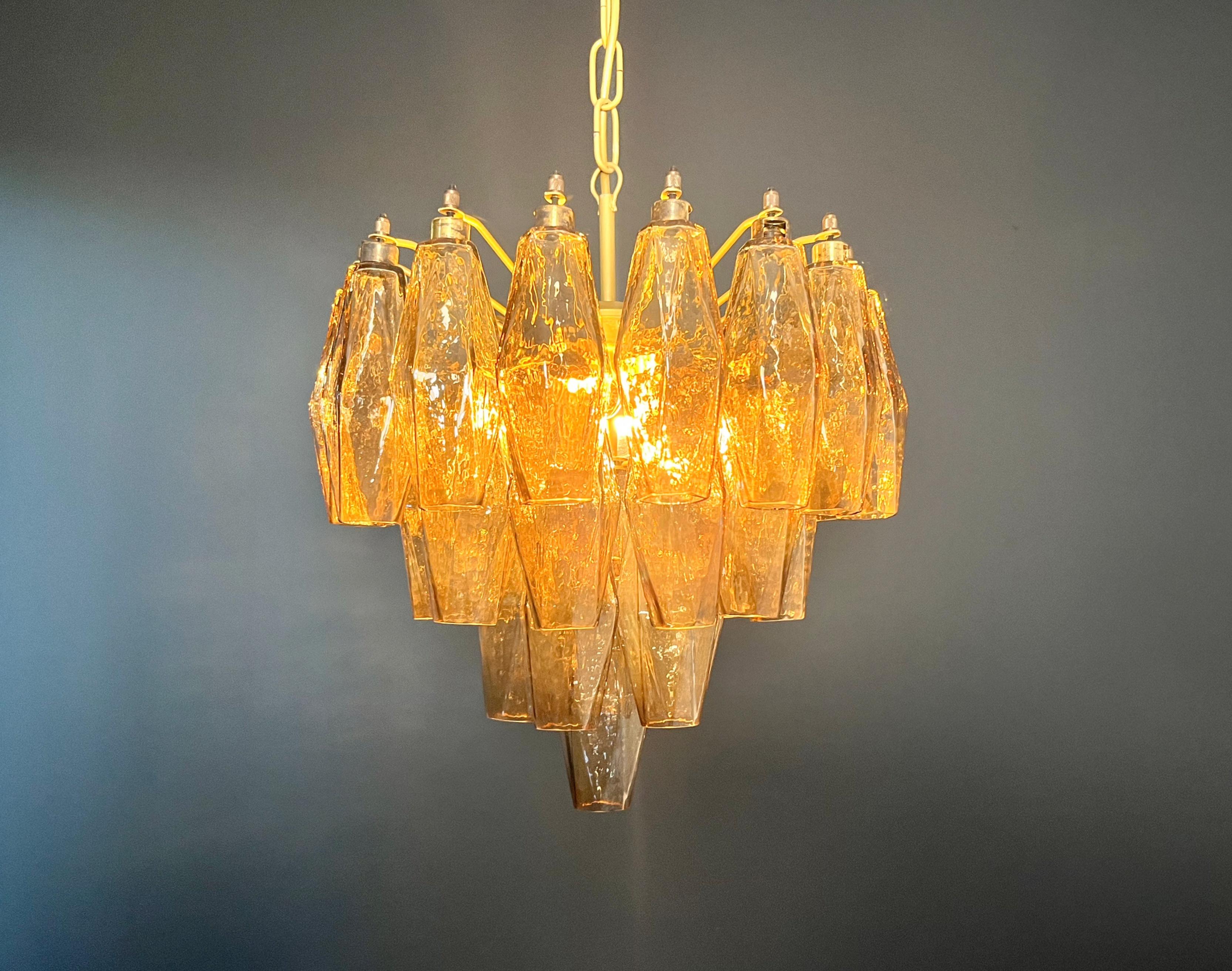 Elegant Murano Poliedri Chandelier - Carlo Scarpa design - smoked glasses For Sale 6