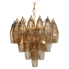 Elegant Murano Poliedri Chandelier - Carlo Scarpa design - smoked glasses