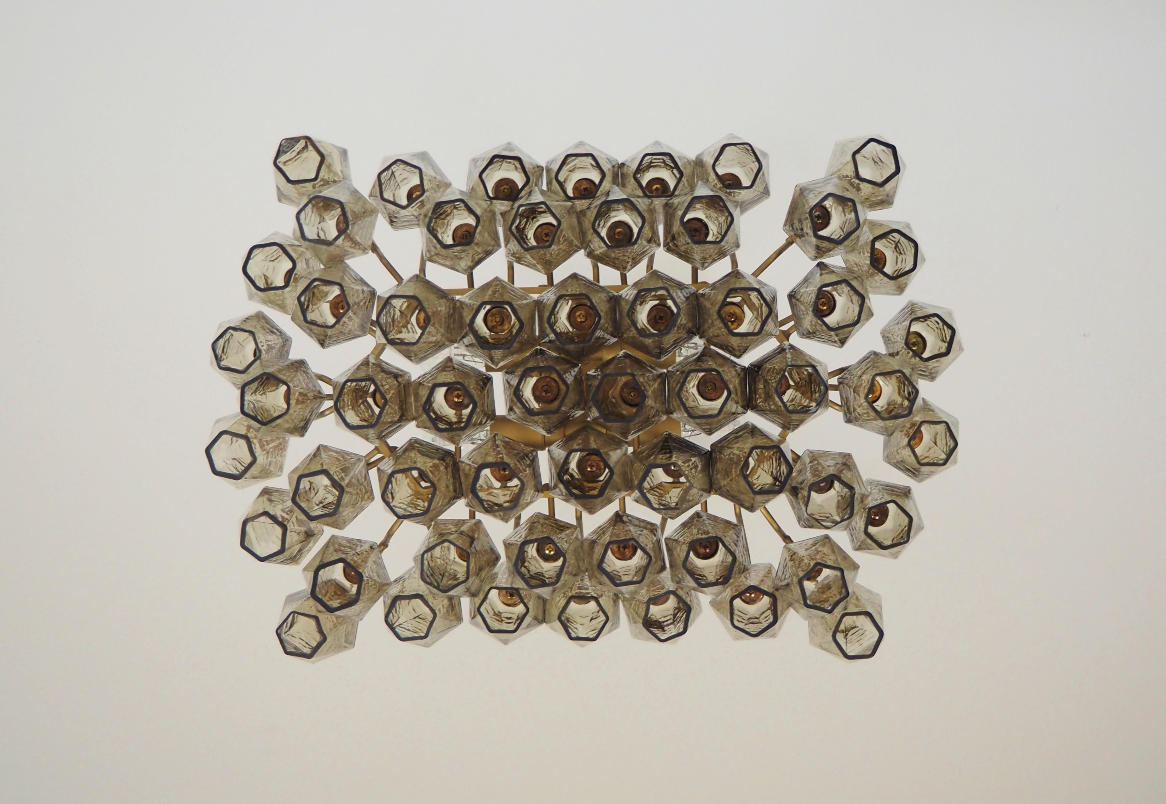 Elegant Murano Poliedri Chandelier - Carlo Scarpa - smoked glasses in vendita 5