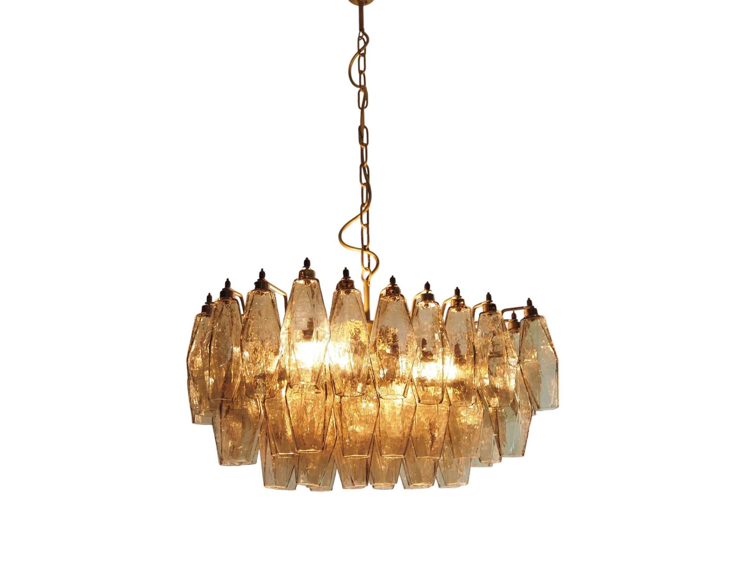 Elegant Murano Poliedri Chandelier - Carlo Scarpa - smoked glasses in vendita 7