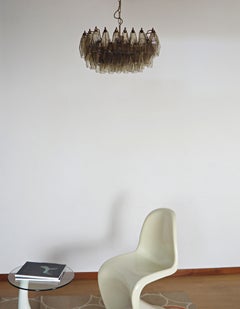 Elegant Murano Poliedri Chandelier - Carlo Scarpa - smoked glasses