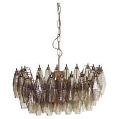 Elegant Murano Poliedri Chandelier - Carlo Scarpa - smoked glasses