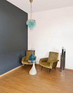 Elegant Murano turquoise Poliedri Chandelier - Carlo Scarpa design