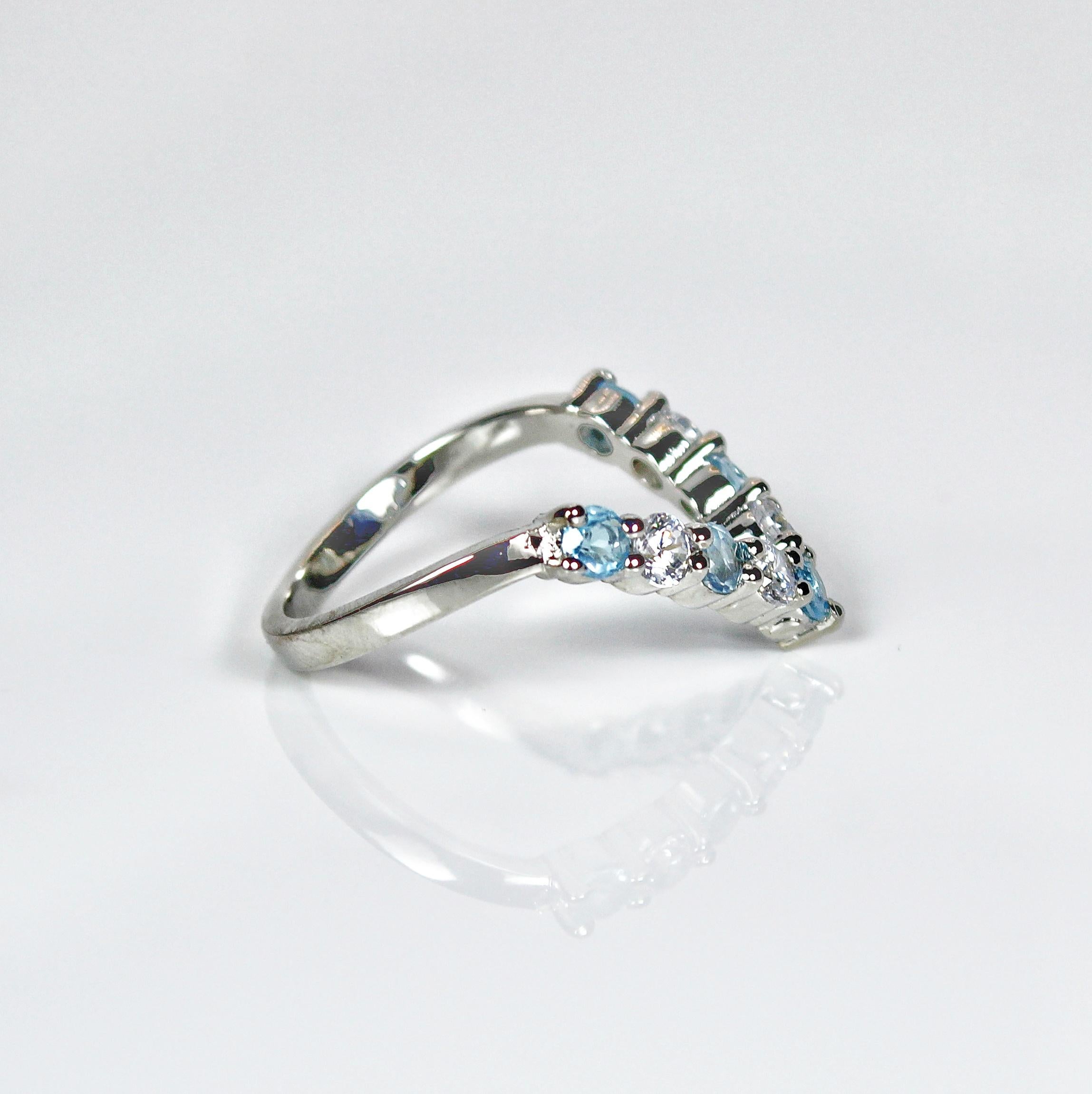 Elegant Natural Blue Topaz Ring In New Condition For Sale In Vadgam, GJ
