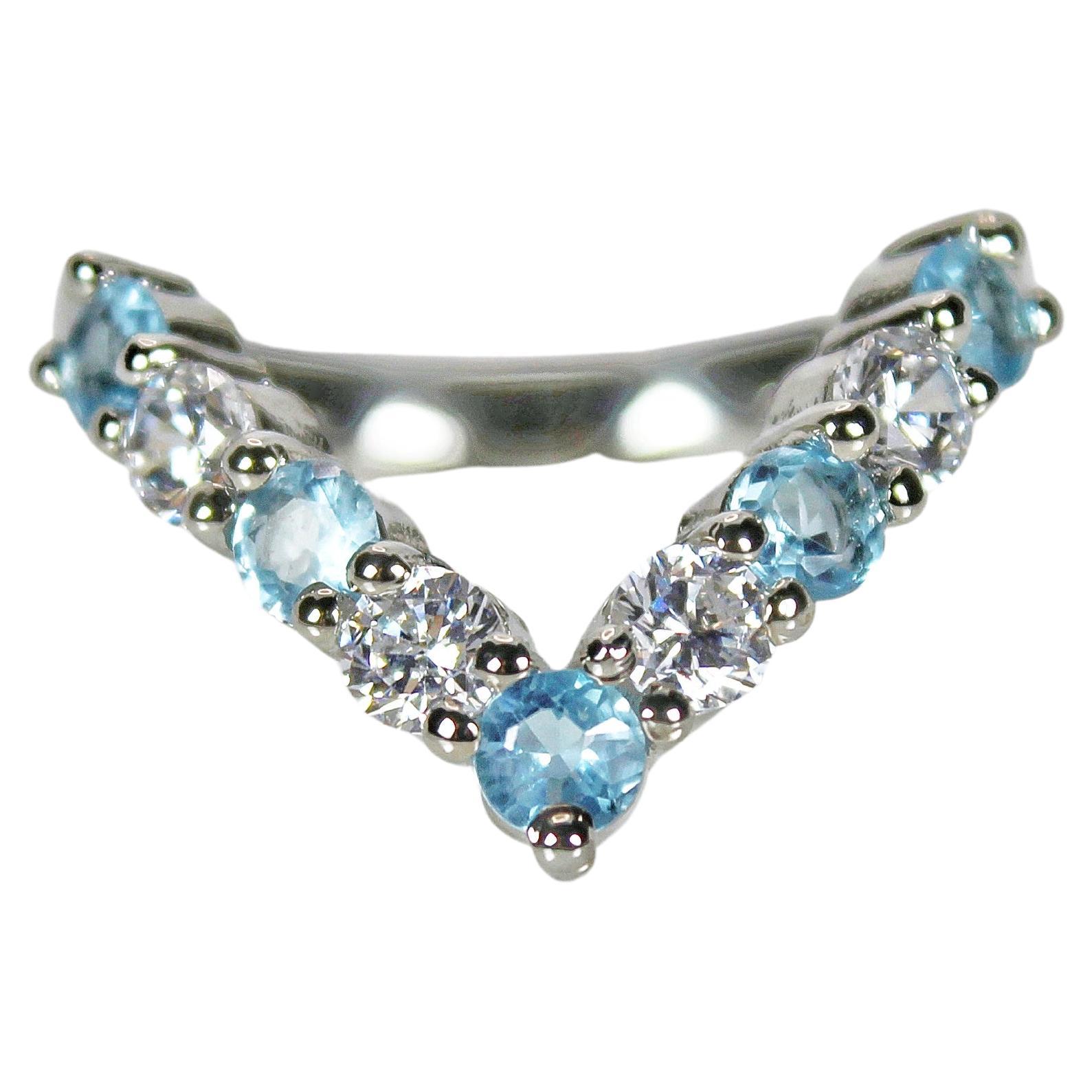 Elegant Natural Blue Topaz Ring For Sale