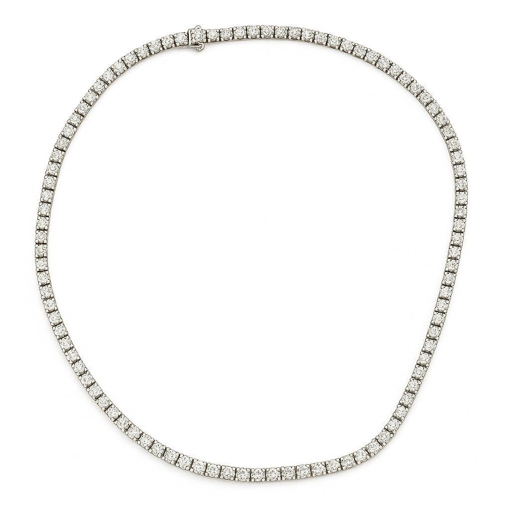 Round Cut Elegant Natural Diamond Tennis Necklace For Sale