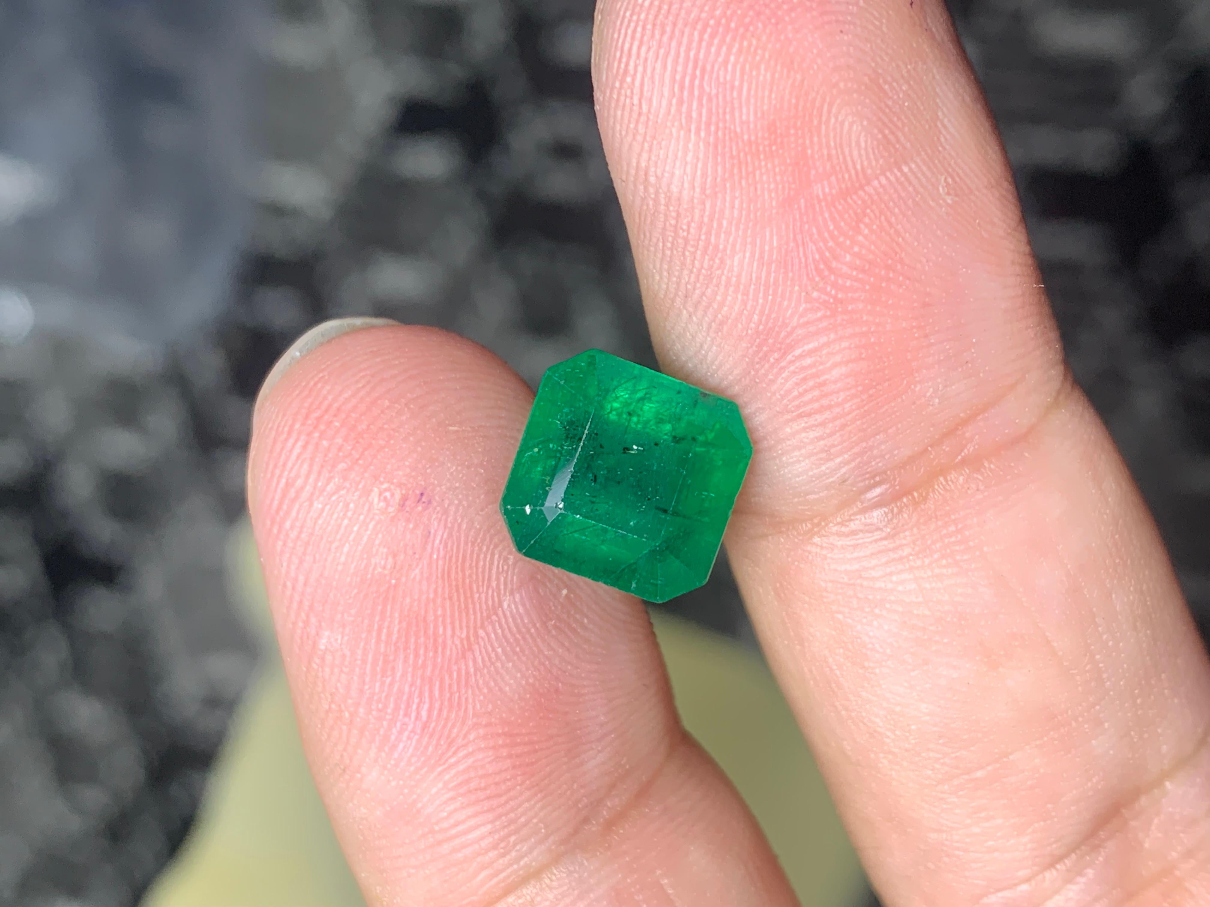 Emerald Cut Elegant Natural Loose Emerald Ring Gem from Zambia Mine 4.65 Carat For Sale