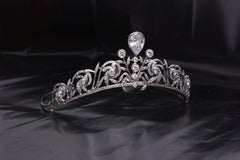 Certified Natural diamonds topaz sterling silver tiara head accessory band