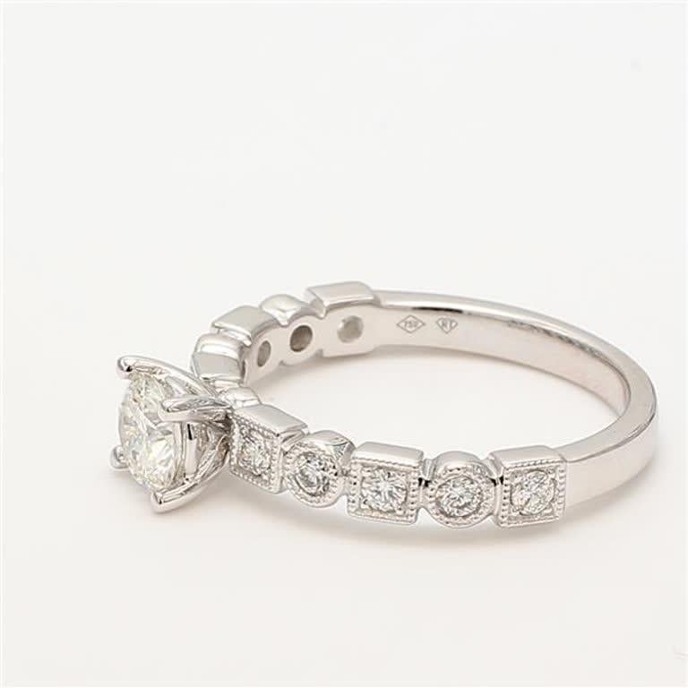 Contemporary Natural White Round Diamond .83 Carat TW White Gold Cocktail Ring For Sale