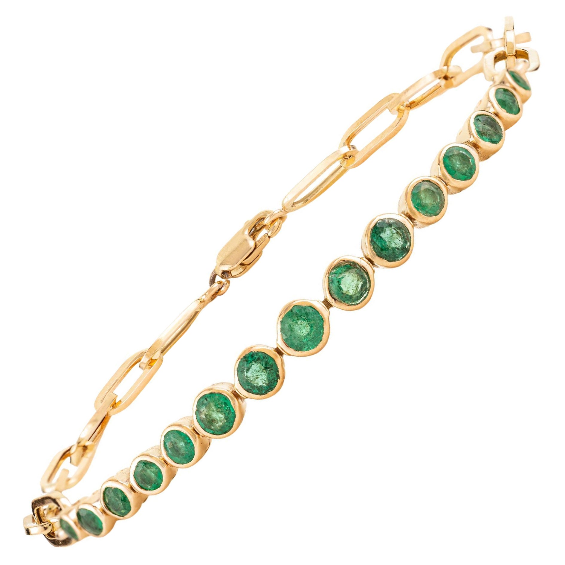 Elegant Natural Elegance Zambian Station Chain Bracelet en or jaune massif 18K