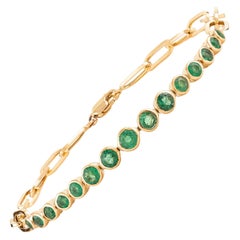 Elegant Natural Elegance Zambian Station Chain Bracelet en or jaune massif 18K
