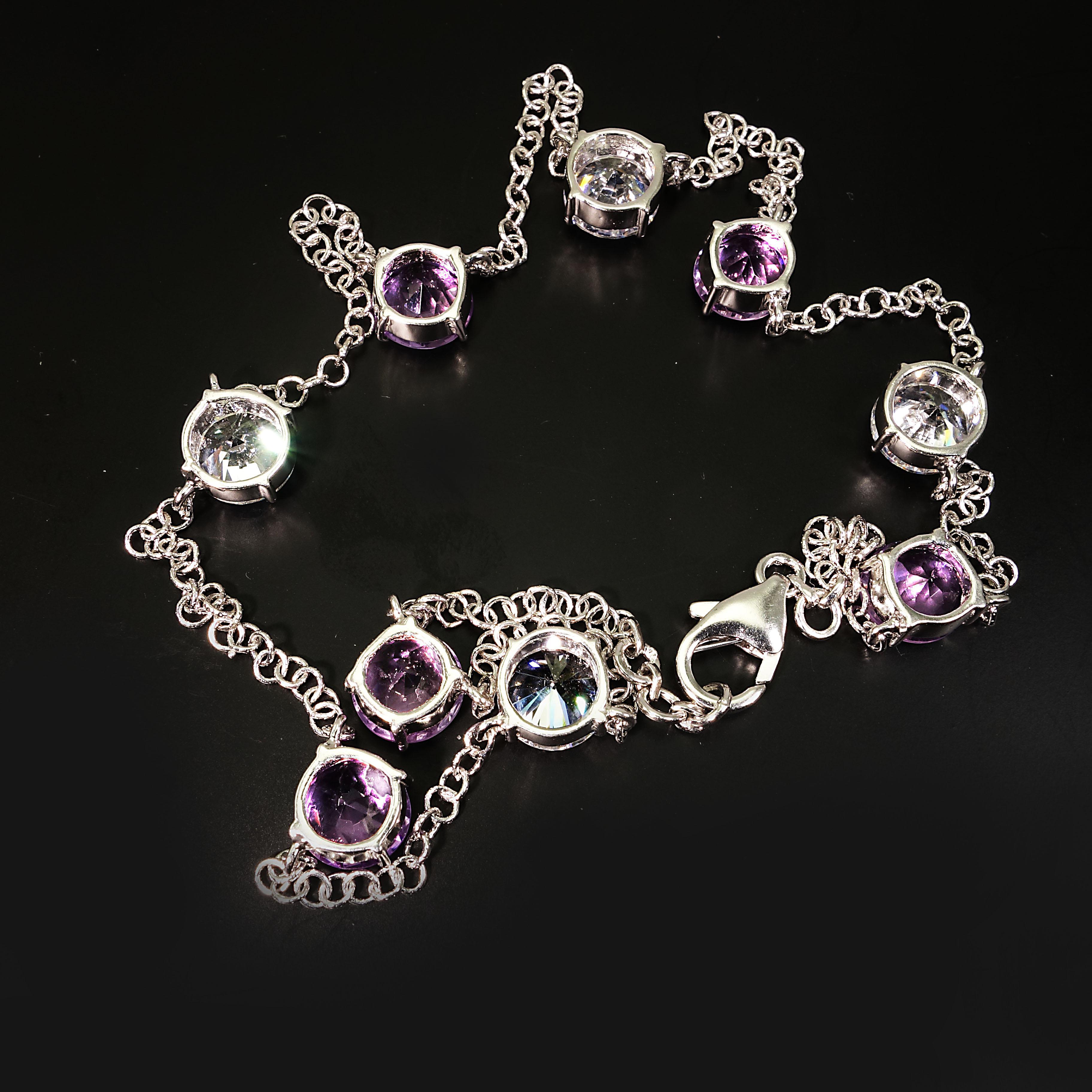 Round Cut  AJD Elegant Necklace of Amethyst and genuine White Zircon  February Birthstone For Sale