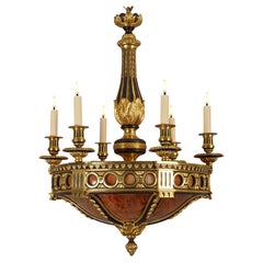 Elegant Neo-Classical Bronze and Albaster Chandelier, France, Circa 1900