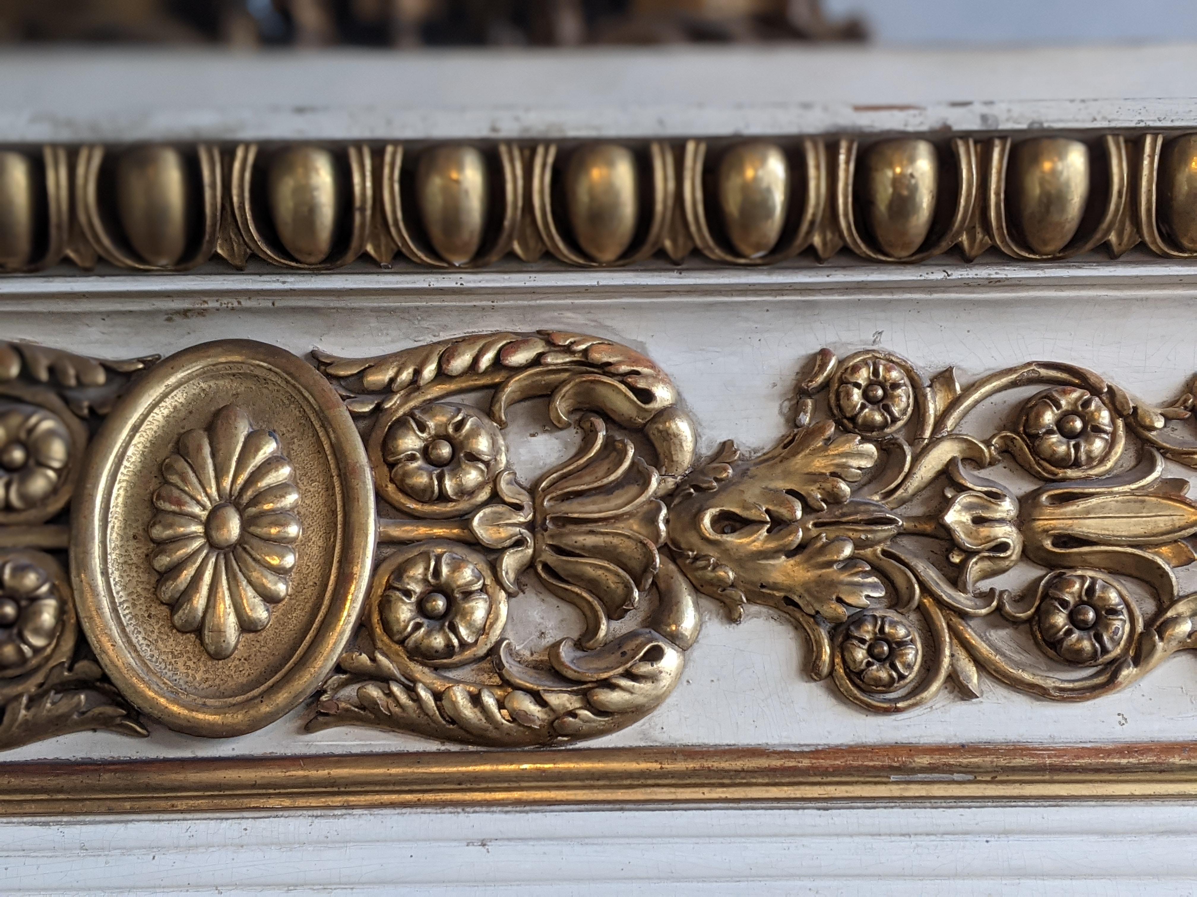 Mirror Elegant Neoclassical Fireplace with Gilt Friezes, Early 19th Century For Sale