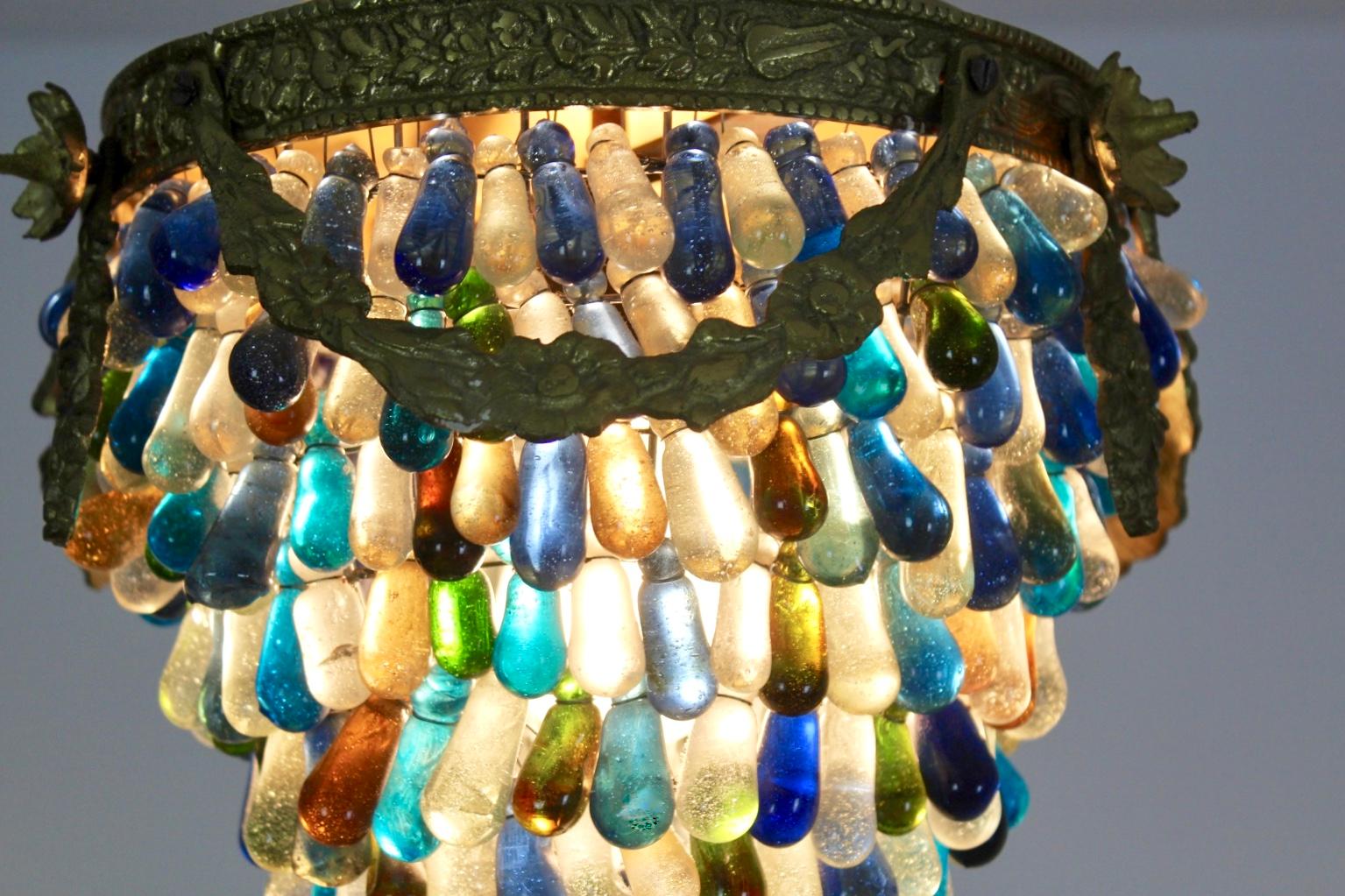 20th Century Elegant Neoclassical Murano Glass Acorn Ceiling Light, 1950s