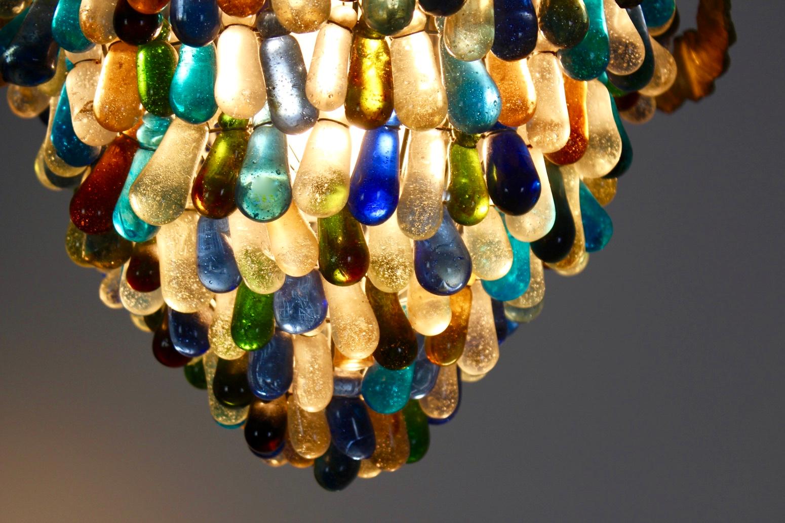Elegant Neoclassical Murano Glass Acorn Ceiling Light, 1950s 2