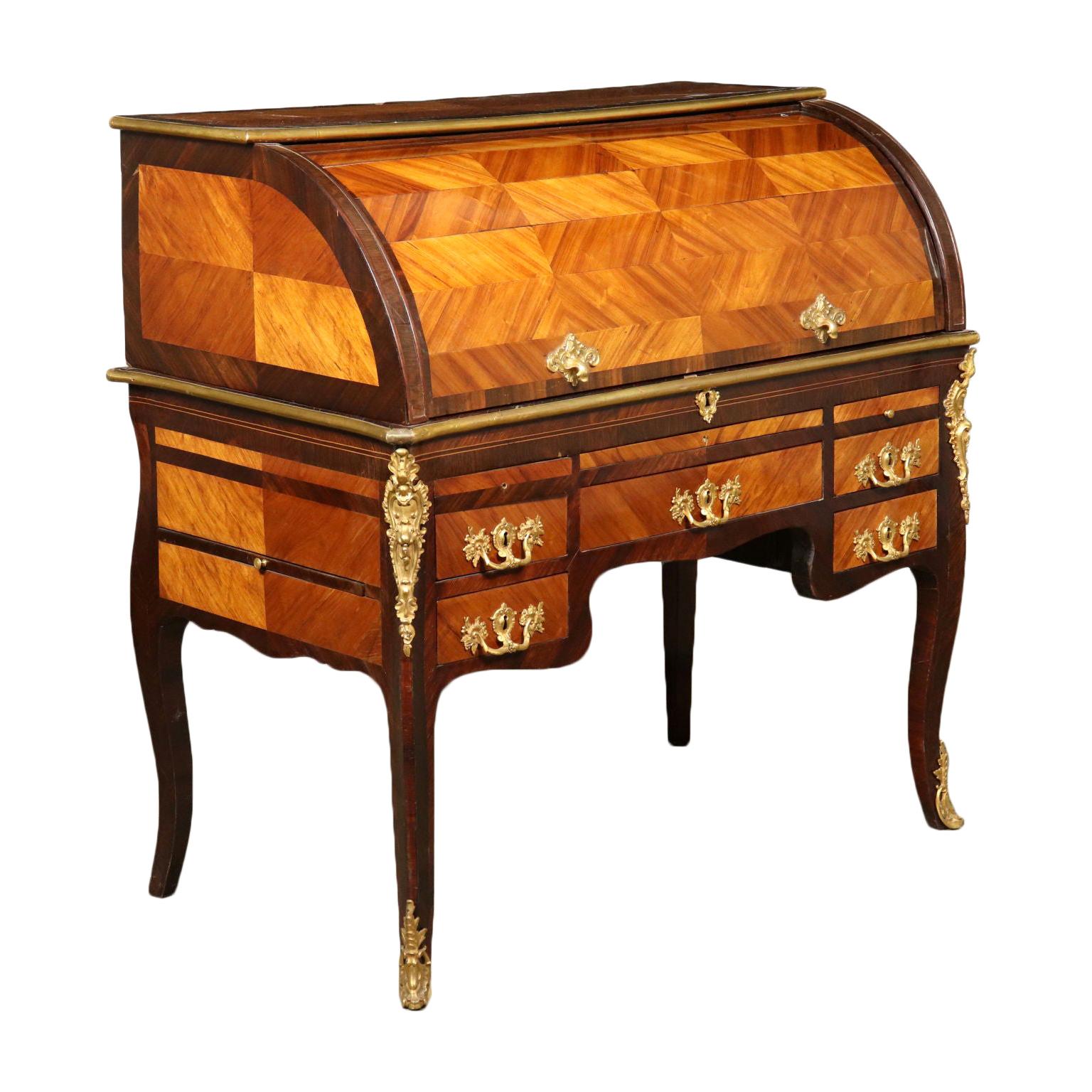 Elegant Neoclassical Rolltop Desk Brazilian Rosewood Cherry, France, 1700