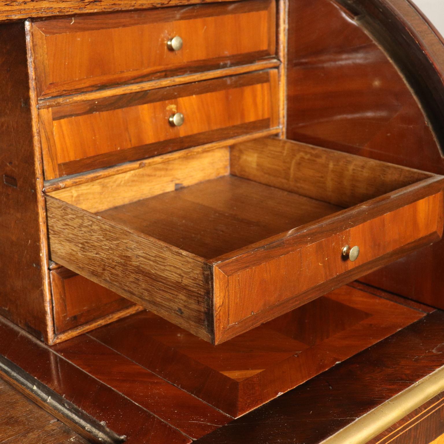 Elegant Neoclassical Rolltop Desk Brazilian Rosewood Cherry, France, 1700 4