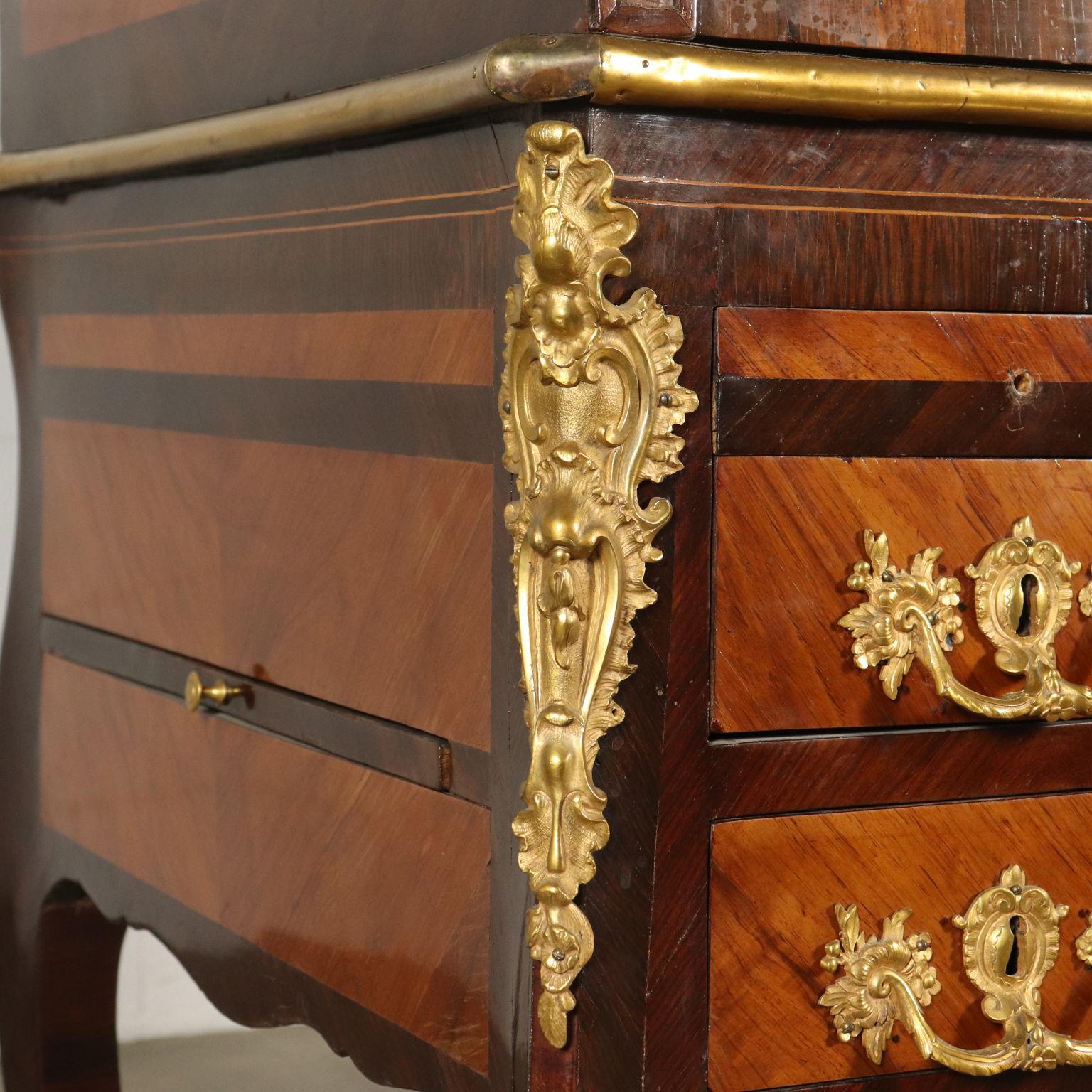 Elegant Neoclassical Rolltop Desk Brazilian Rosewood Cherry, France, 1700 8