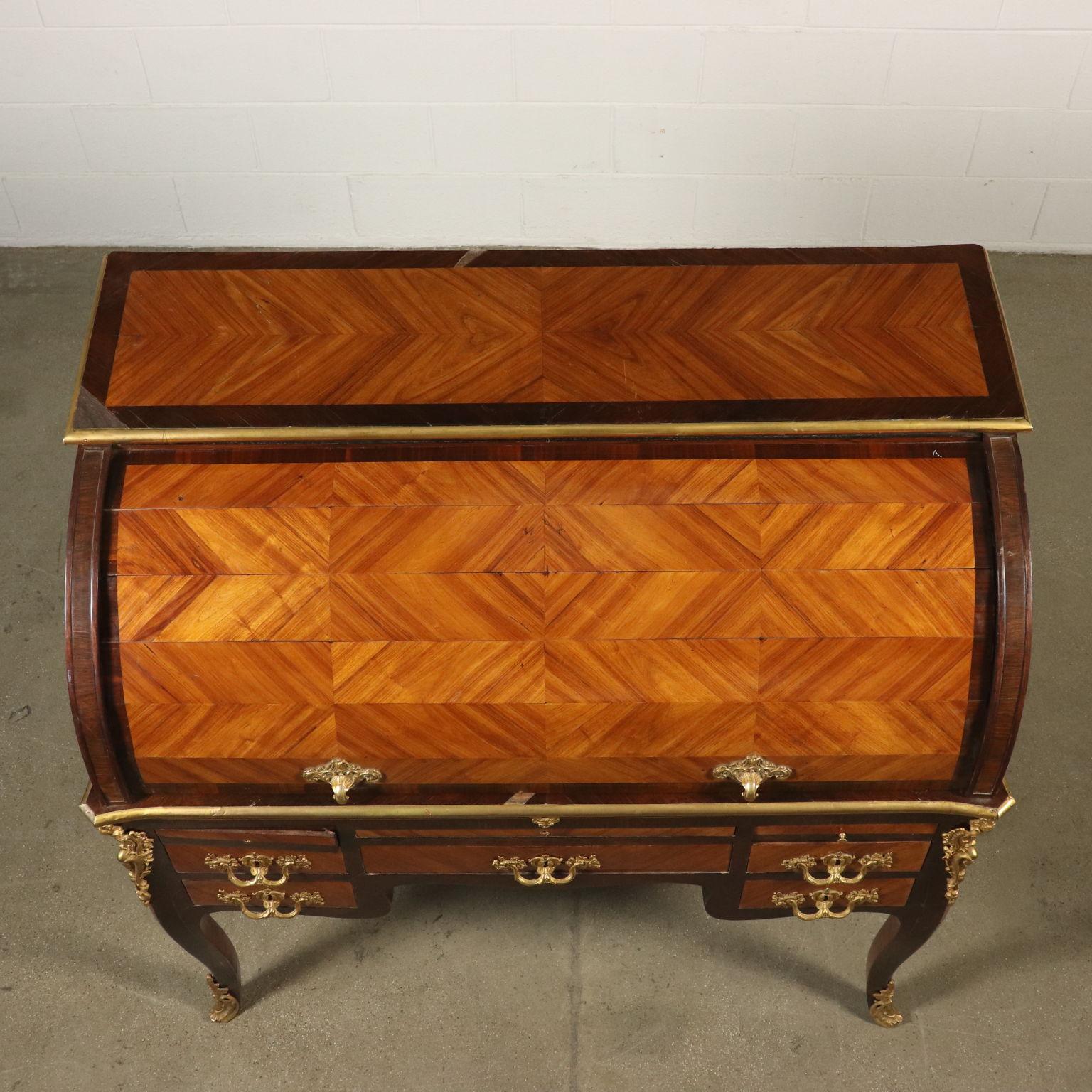 Elegant Neoclassical Rolltop Desk Brazilian Rosewood Cherry, France, 1700 11
