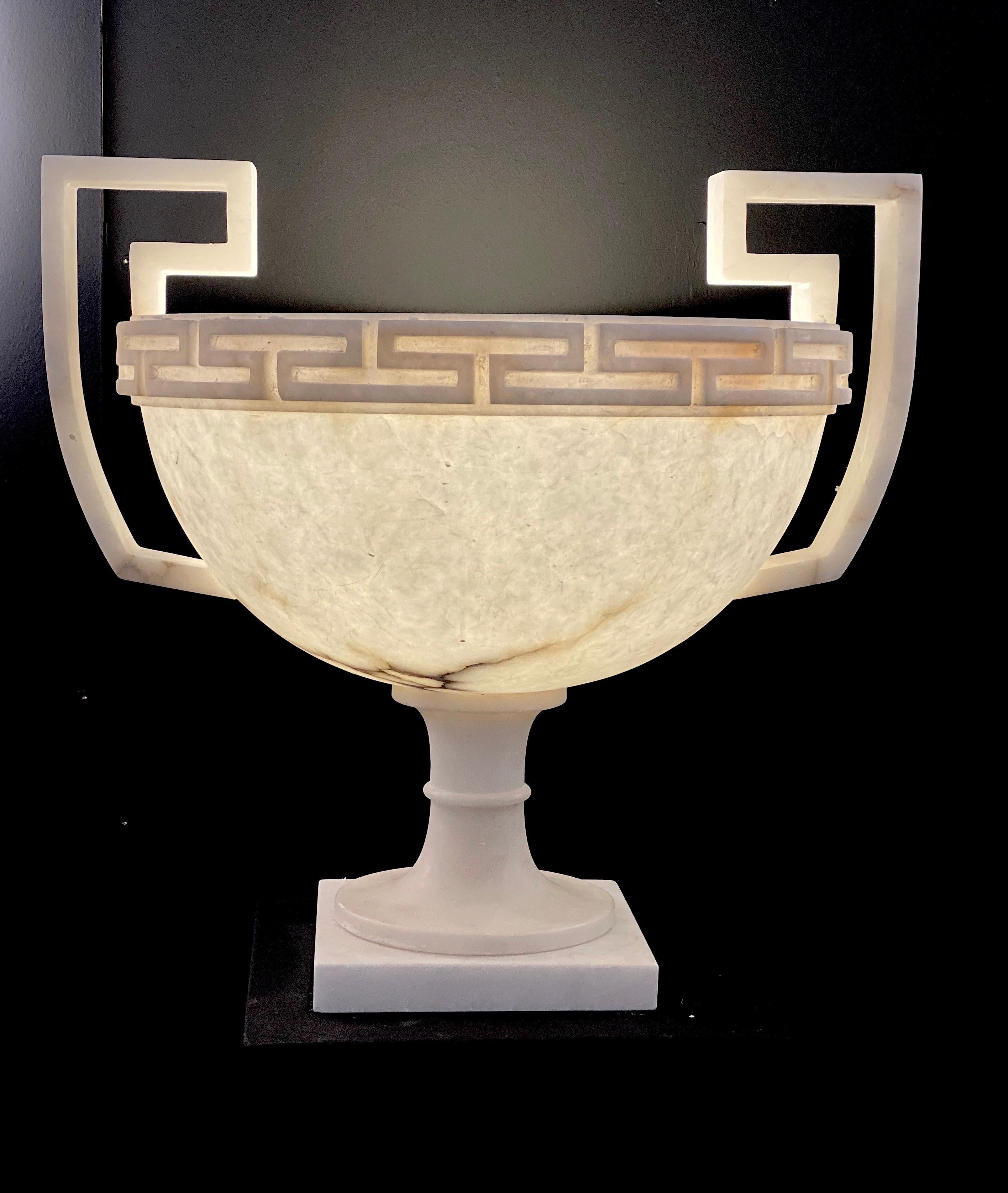 Elegant Neoclassical Style Alabaster Marble Vase or Table Light For Sale 1
