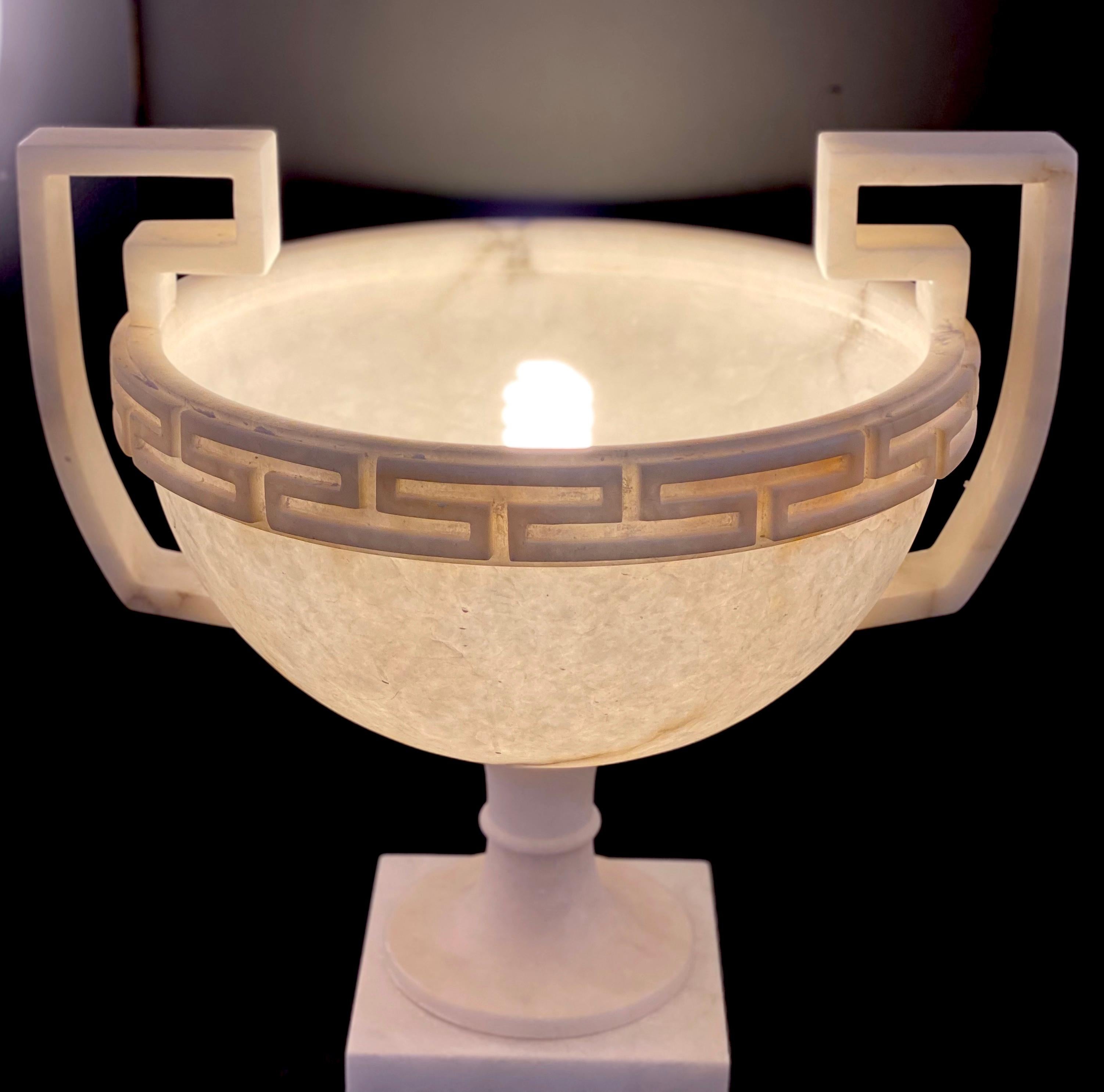 Elegant Neoclassical Style Alabaster Marble Vase or Table Light For Sale 2
