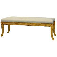Elegant Neoclassical Style Fluted Upholstered Giltwood Bench, 20th Century