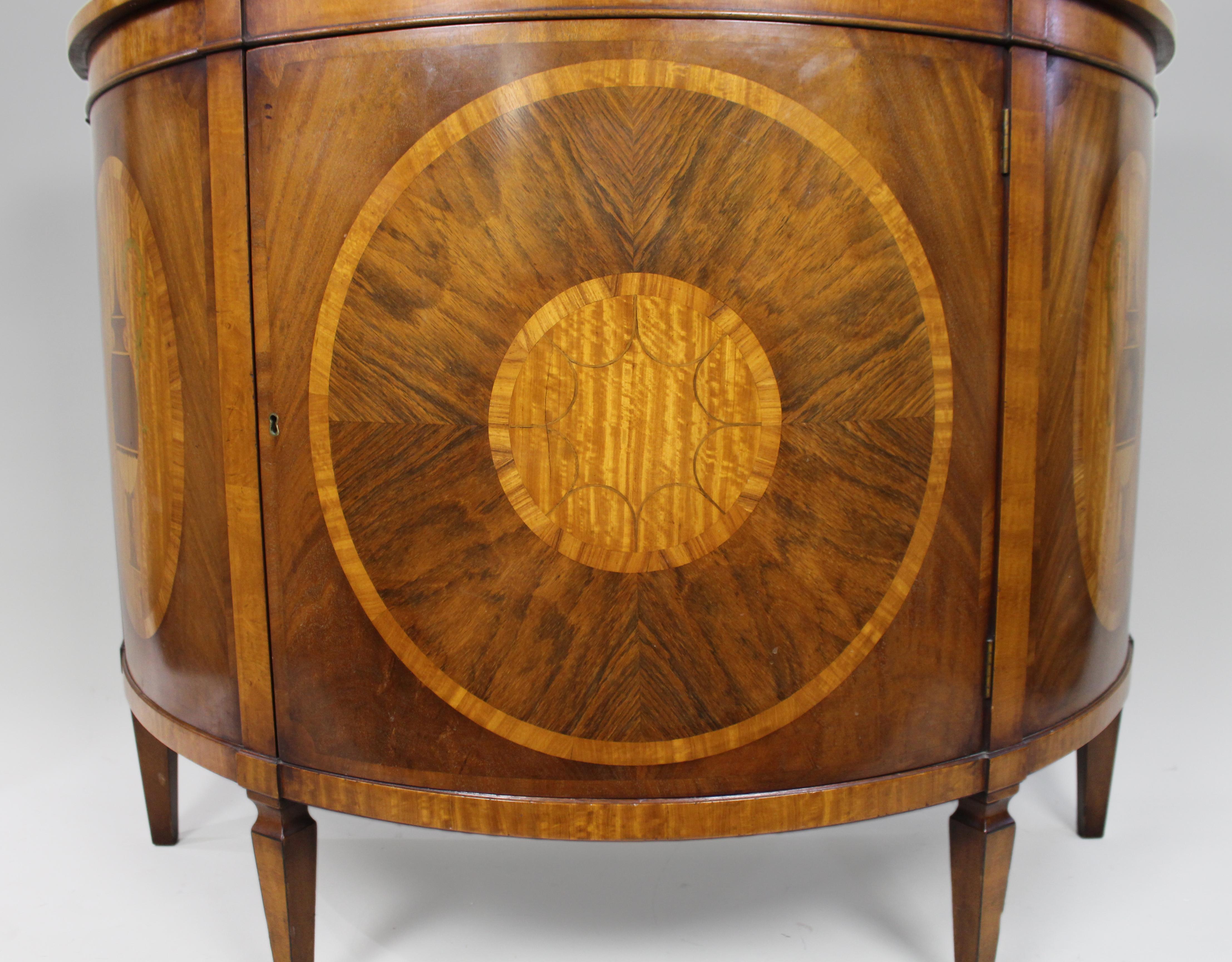 Elegant Neoclassical Style Inlaid Demilune Cabinet For Sale 6