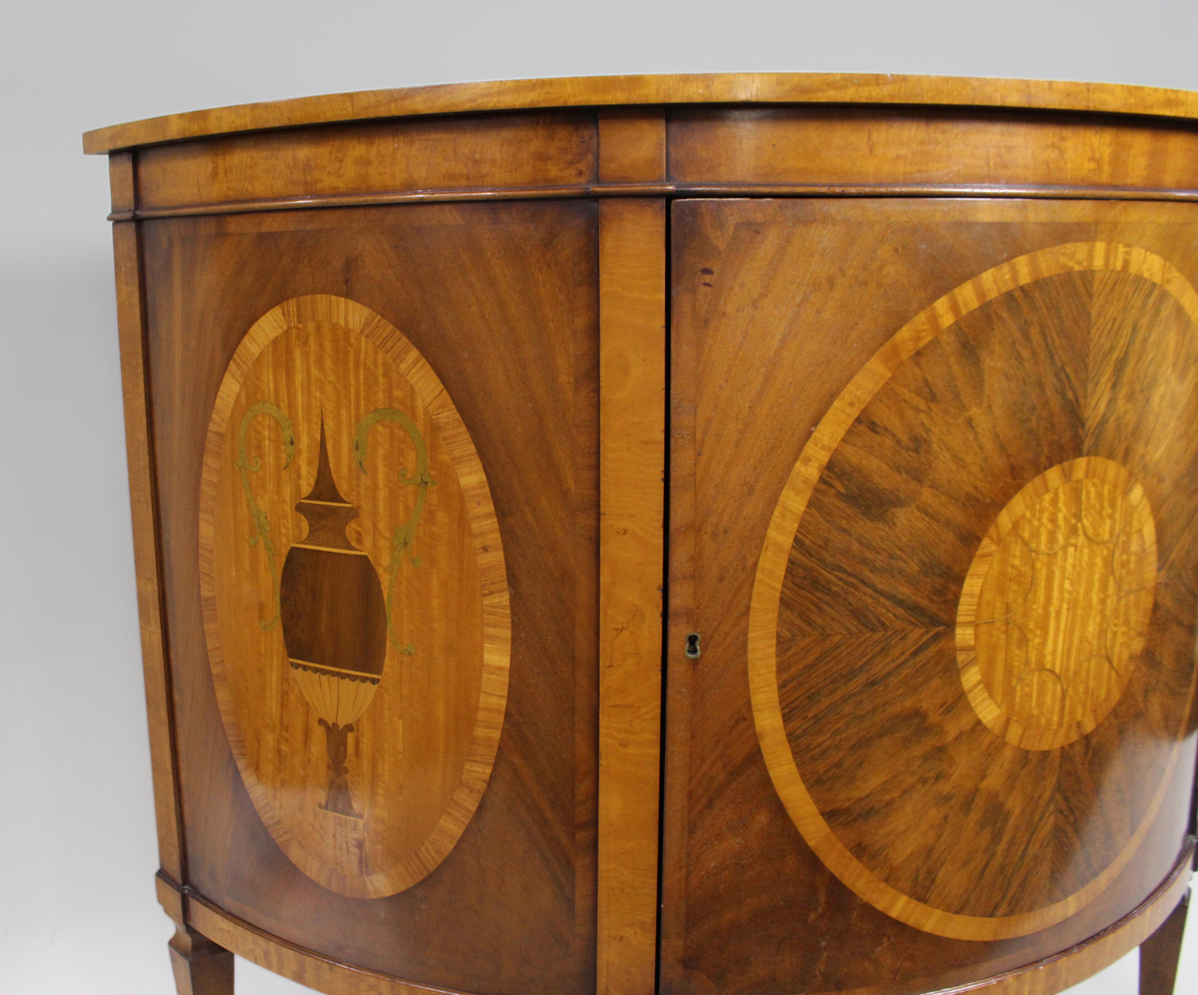 Elegant Neoclassical Style Inlaid Demilune Cabinet For Sale 7