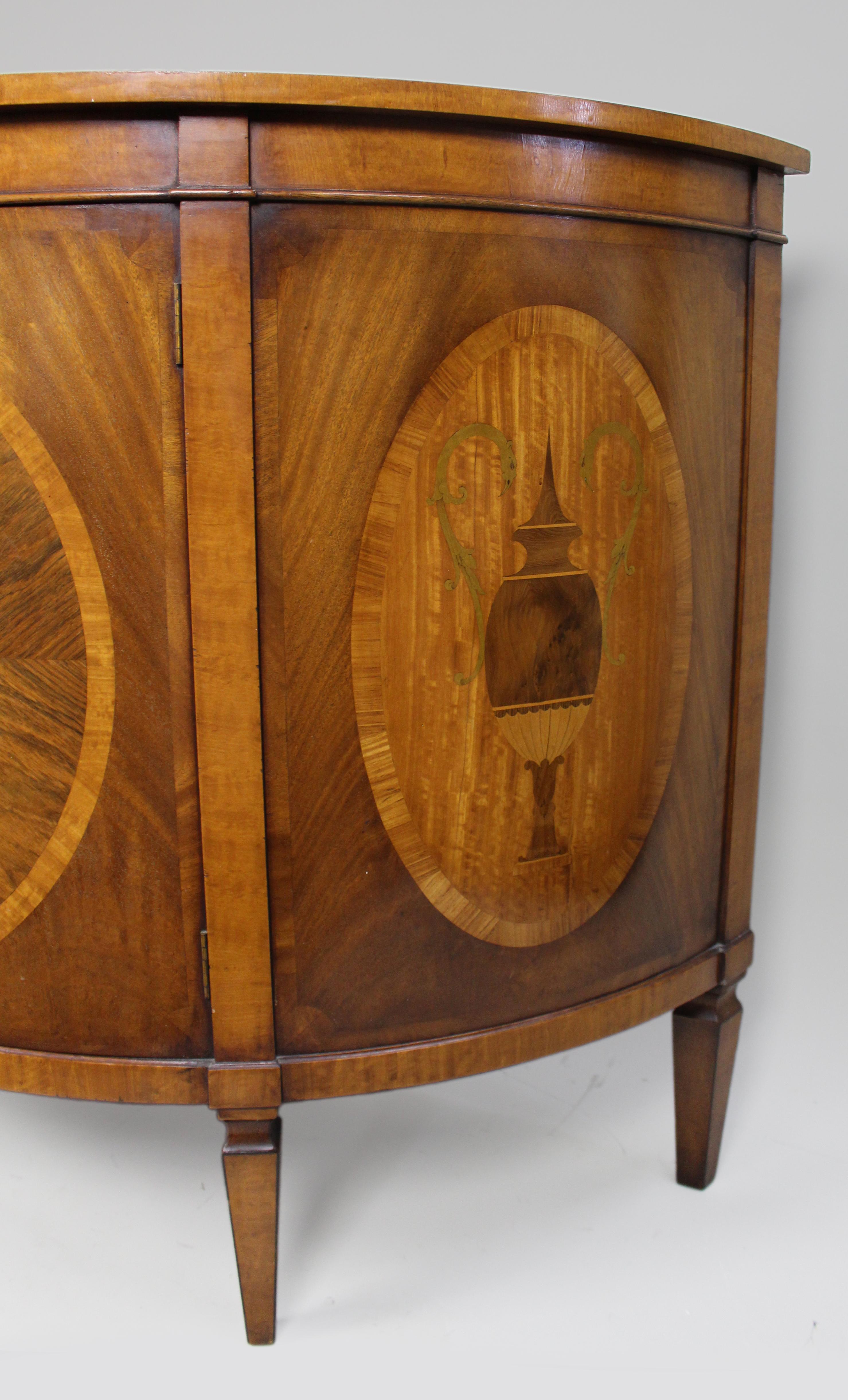 Elegant Neoclassical Style Inlaid Demilune Cabinet For Sale 8