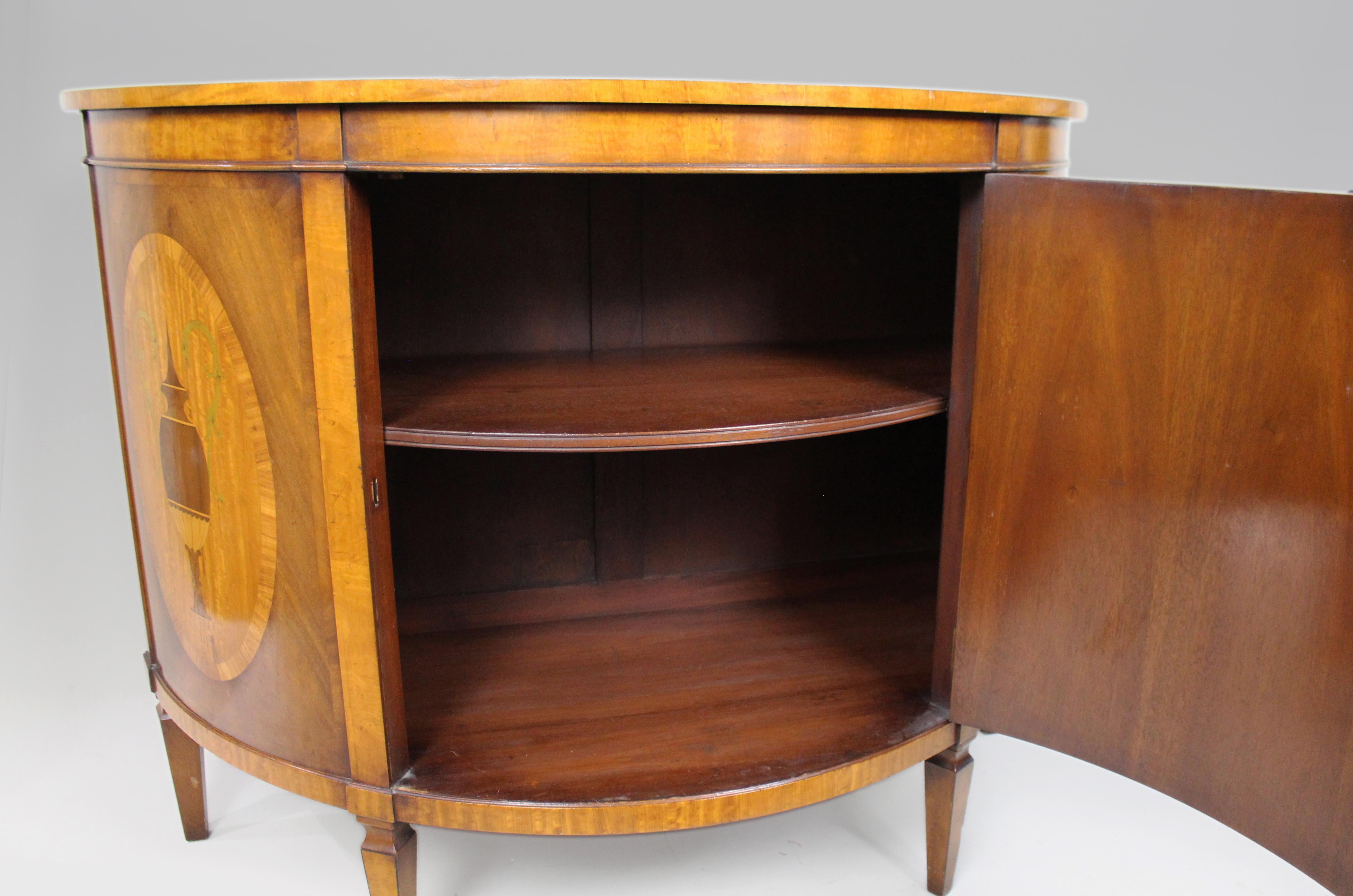 Elegant Neoclassical Style Inlaid Demilune Cabinet For Sale 10
