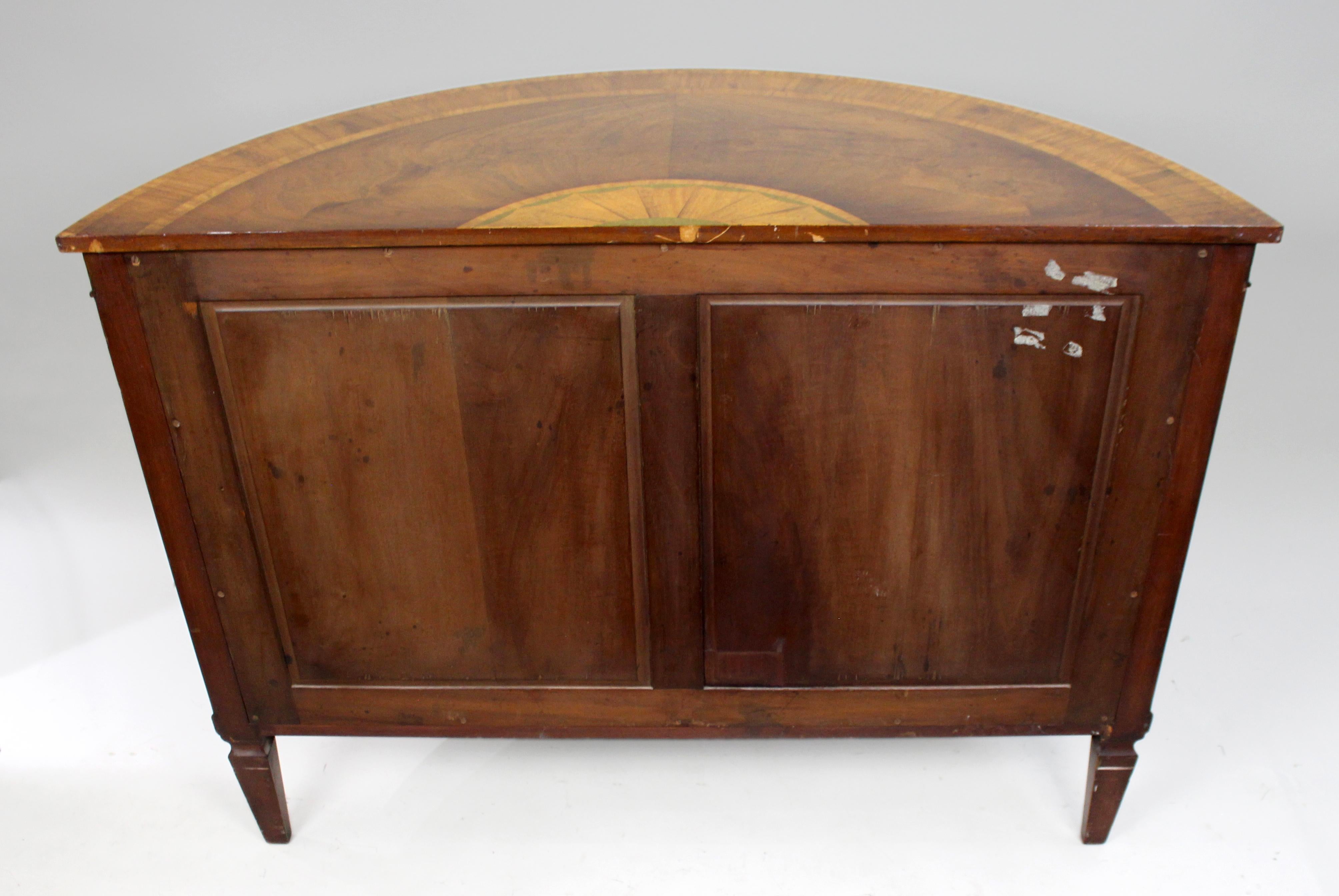 Elegant Neoclassical Style Inlaid Demilune Cabinet For Sale 11
