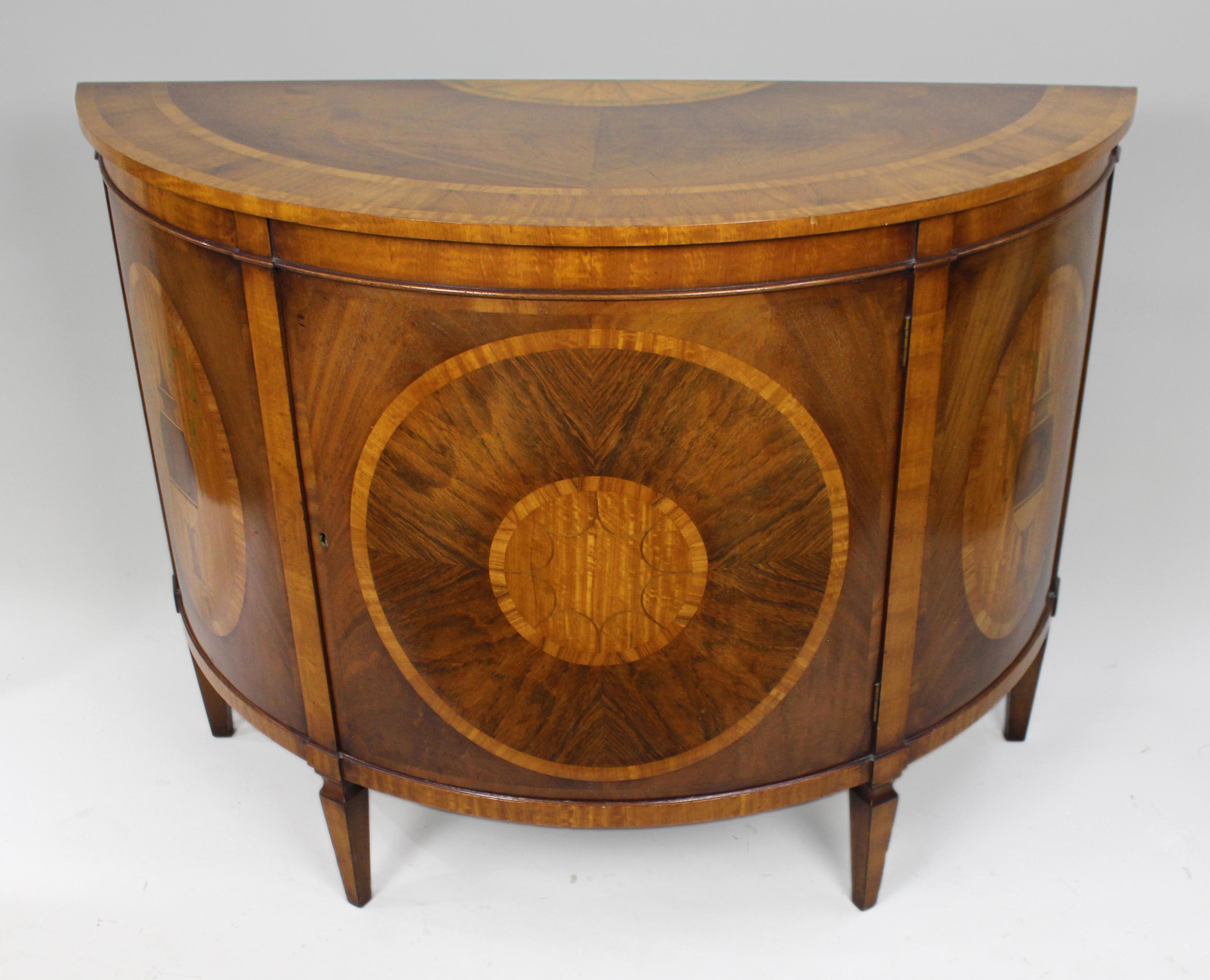 Elegant Neoclassical Style Inlaid Demilune Cabinet In Good Condition For Sale In Worcester, GB