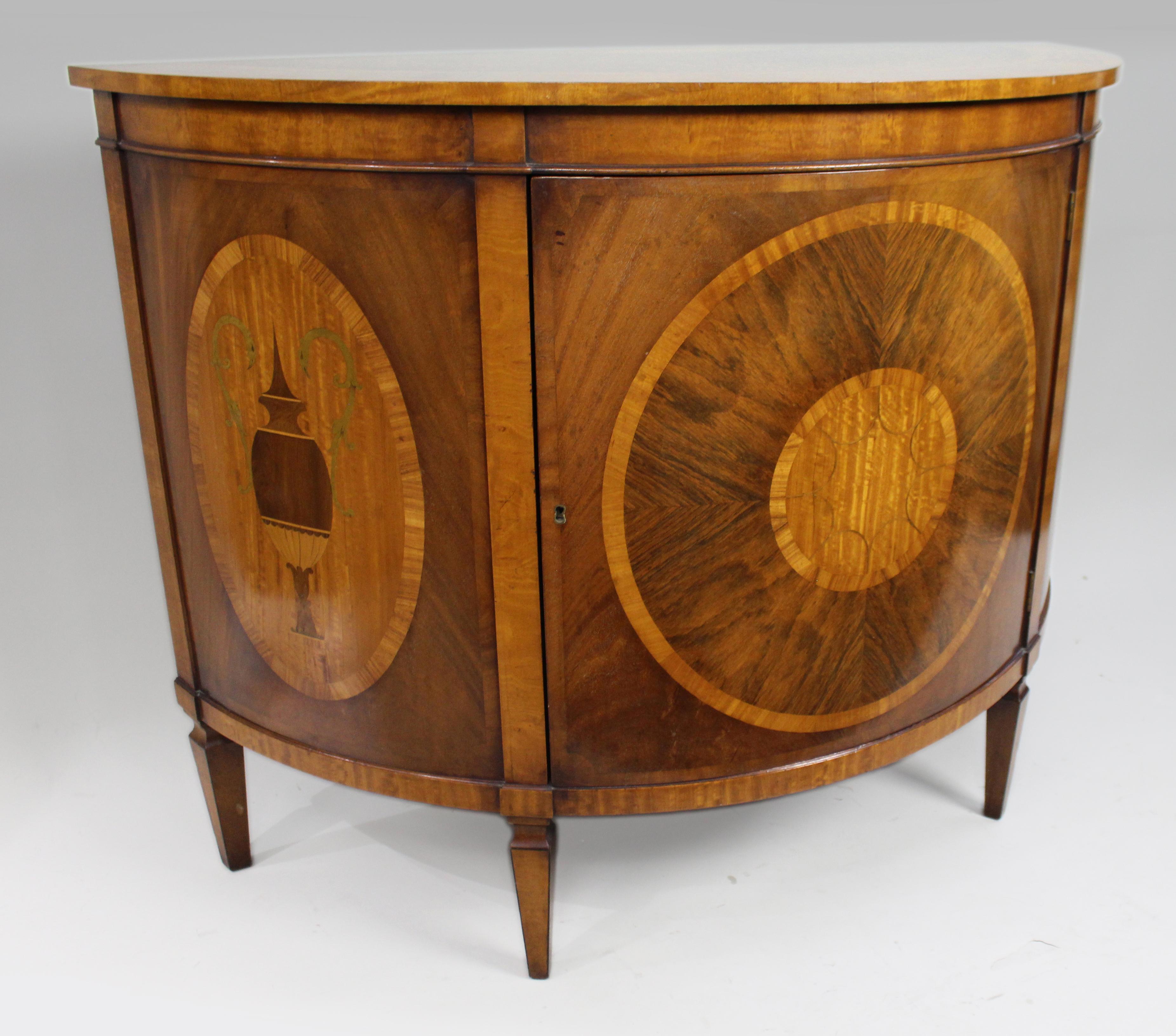 Elegant Neoclassical Style Inlaid Demilune Cabinet For Sale 1