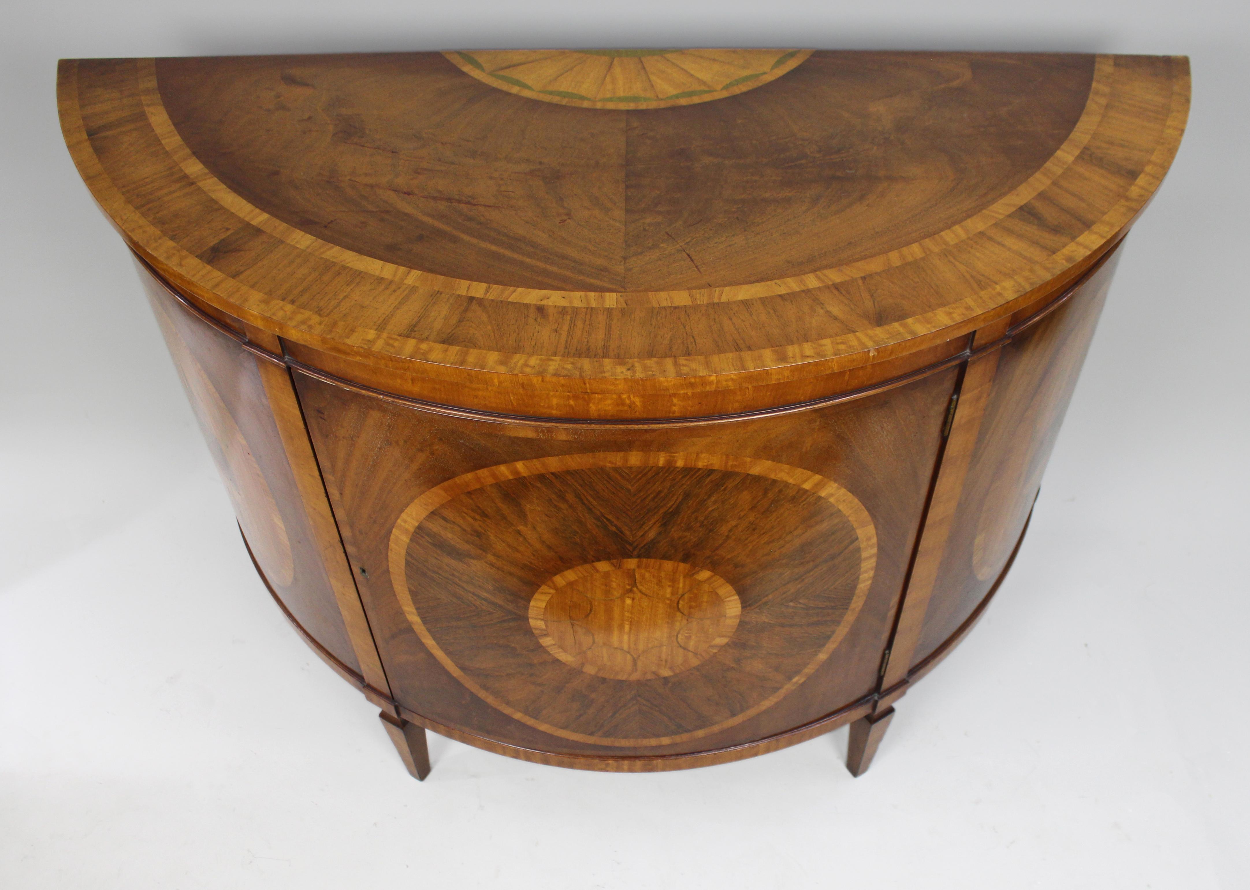 Elegant Neoclassical Style Inlaid Demilune Cabinet For Sale 2