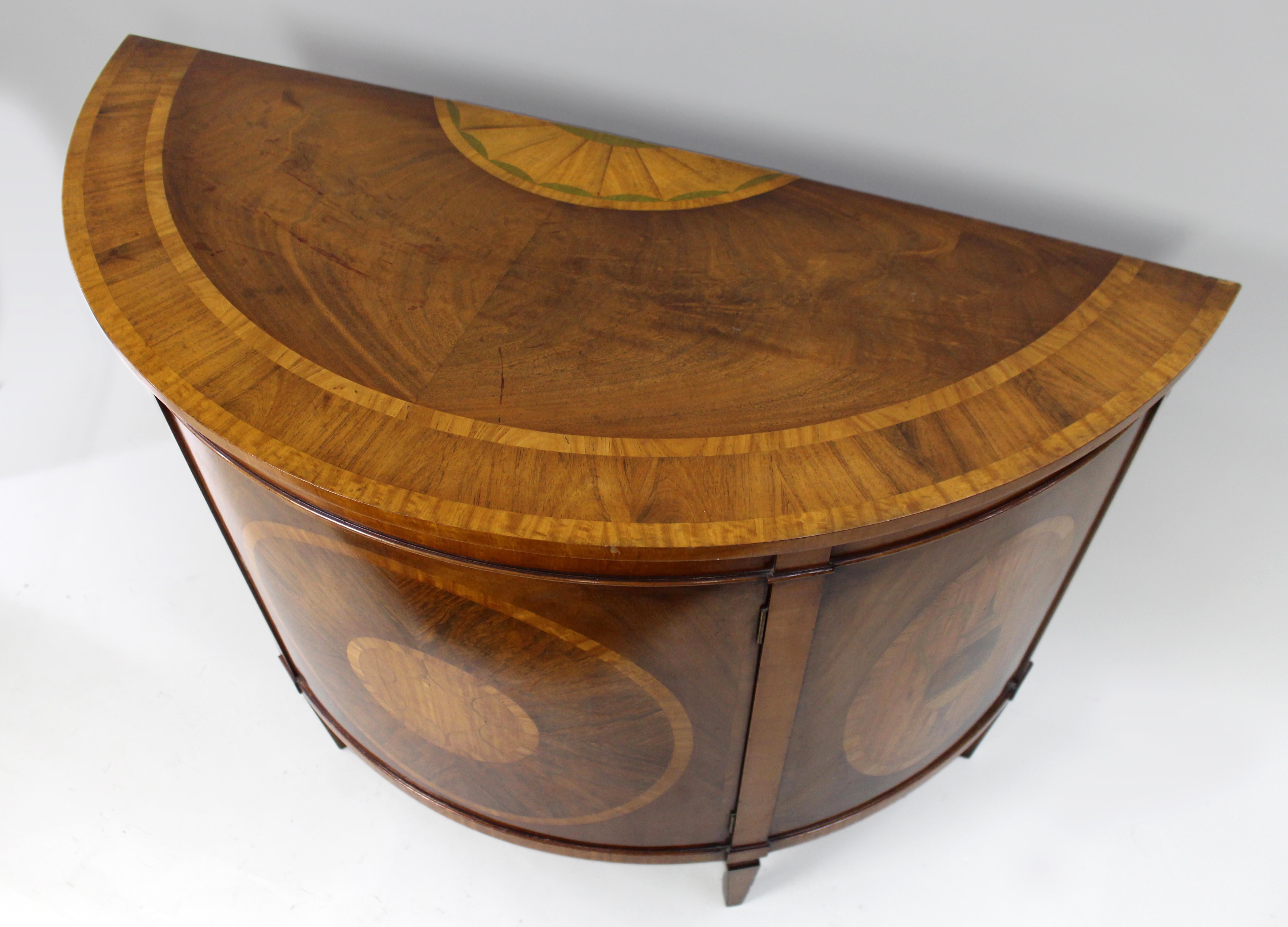 Elegant Neoclassical Style Inlaid Demilune Cabinet For Sale 3