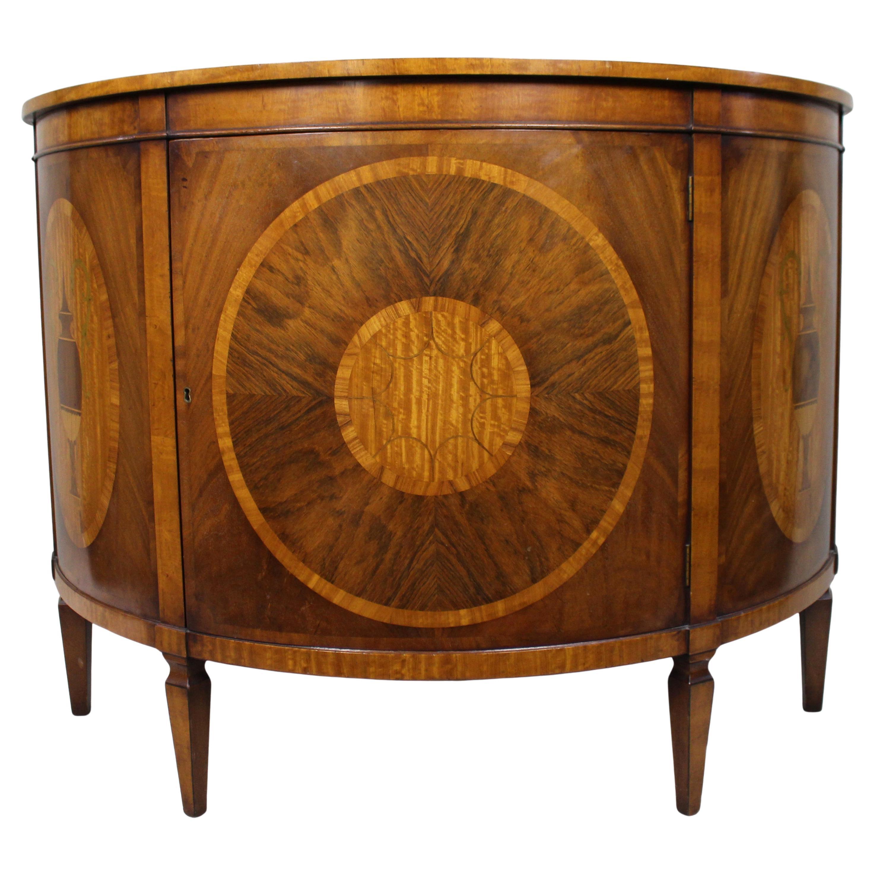 Elegant Neoclassical Style Inlaid Demilune Cabinet